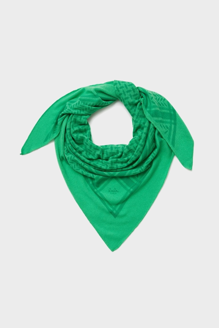 LALA BERLIN Trinity Cashmere Scarf in Cra Cra/Green