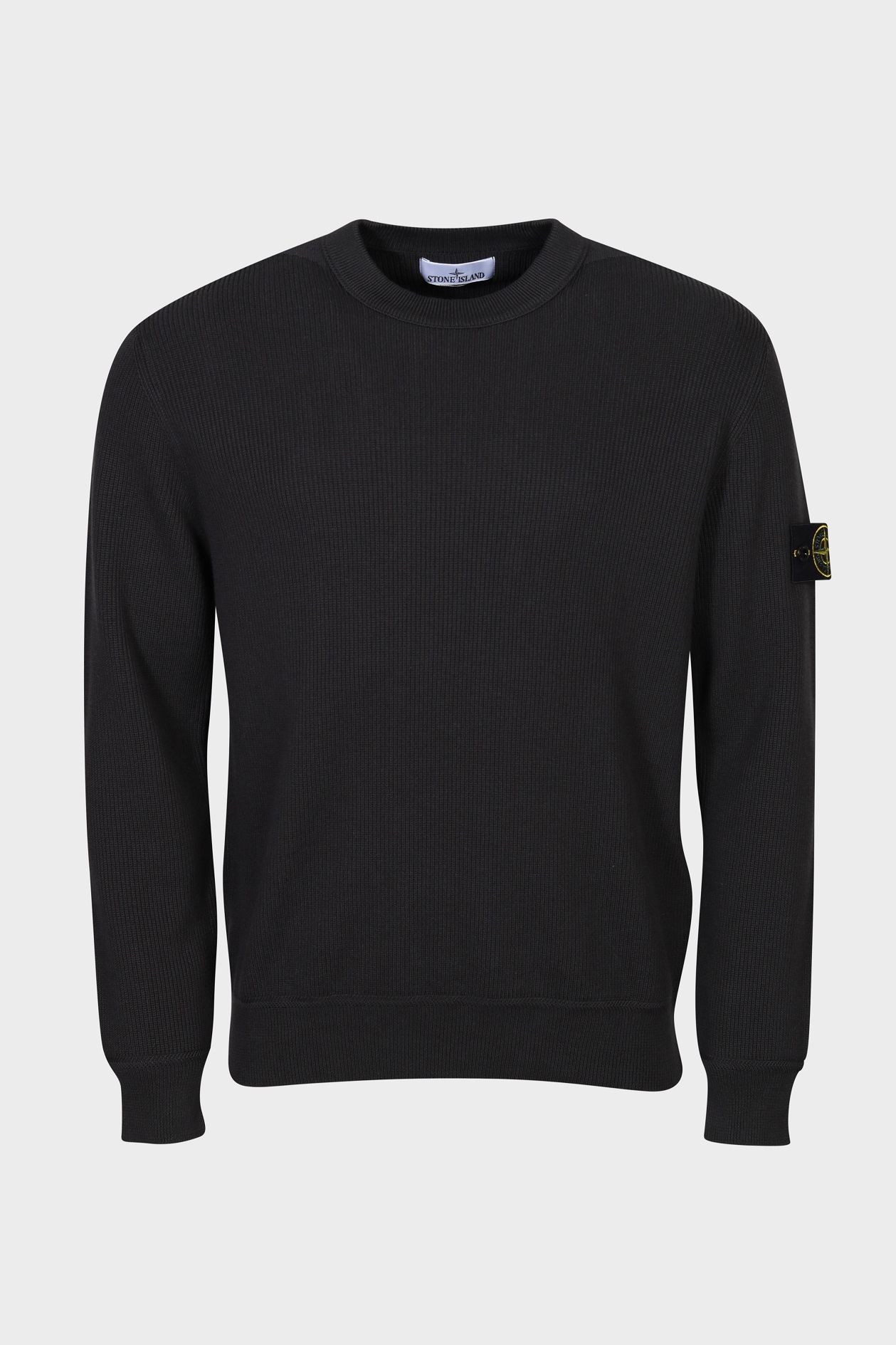 STONE ISLAND Rib Knit Pullover in Dark Grey