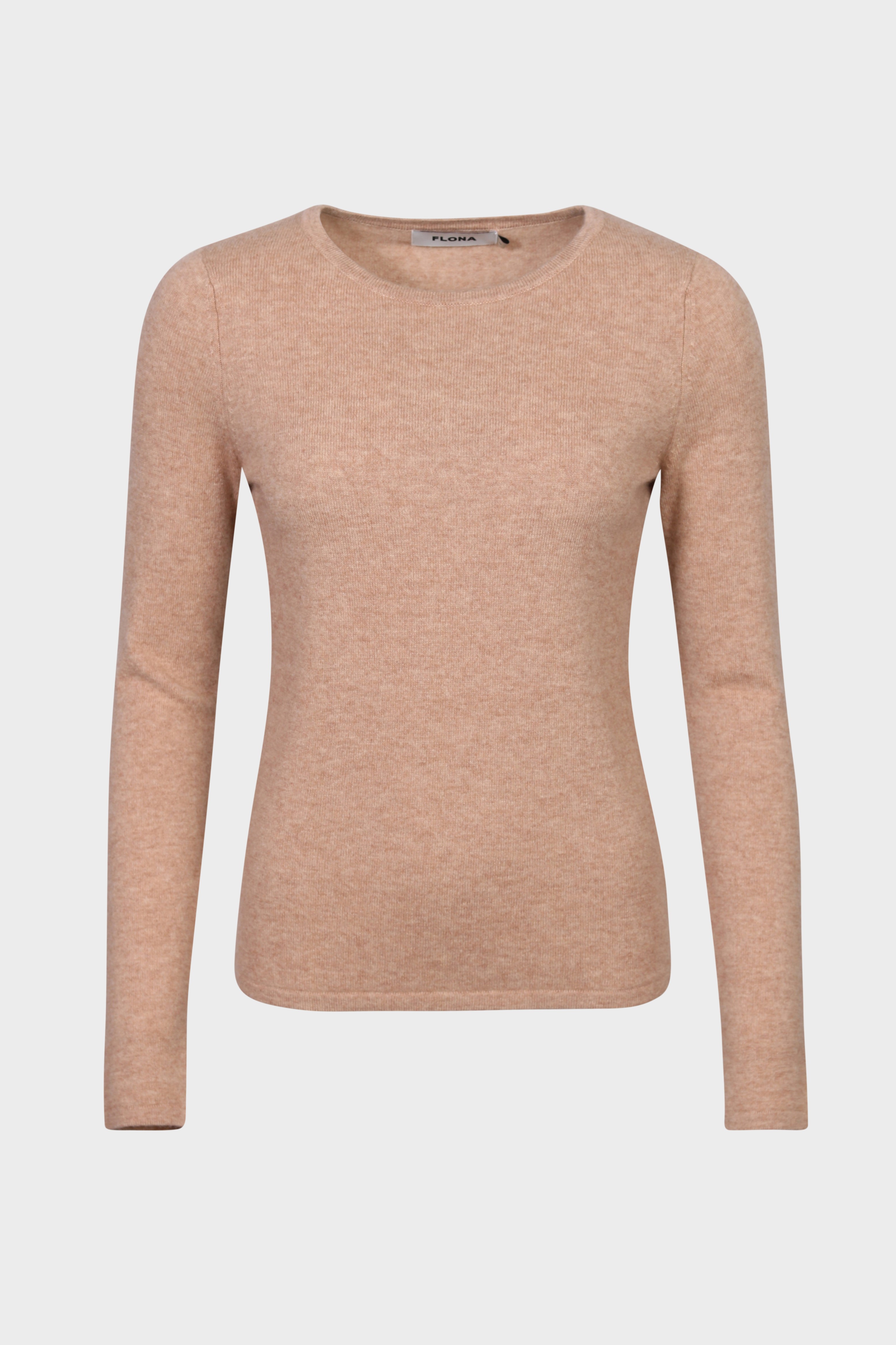 FLONA Fitted Cashmere Sweater in Camel Melange