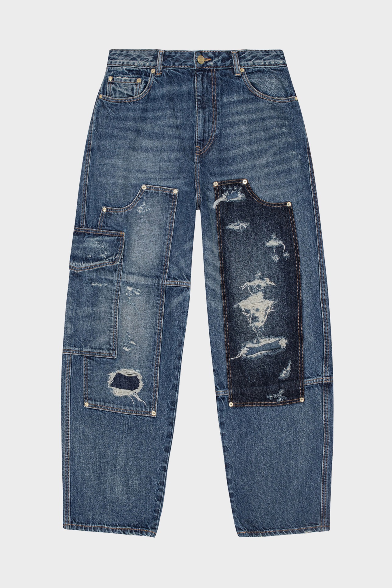 GANNI Carpenter Jeans in Mid Blue Vintage