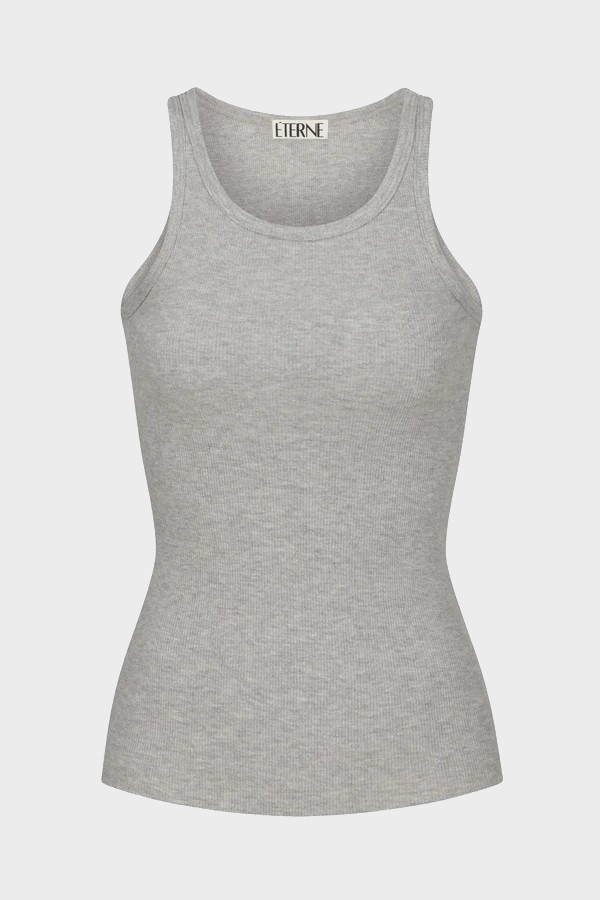 ÉTERNE High Neck Fitted Tank in Heather Grey XS