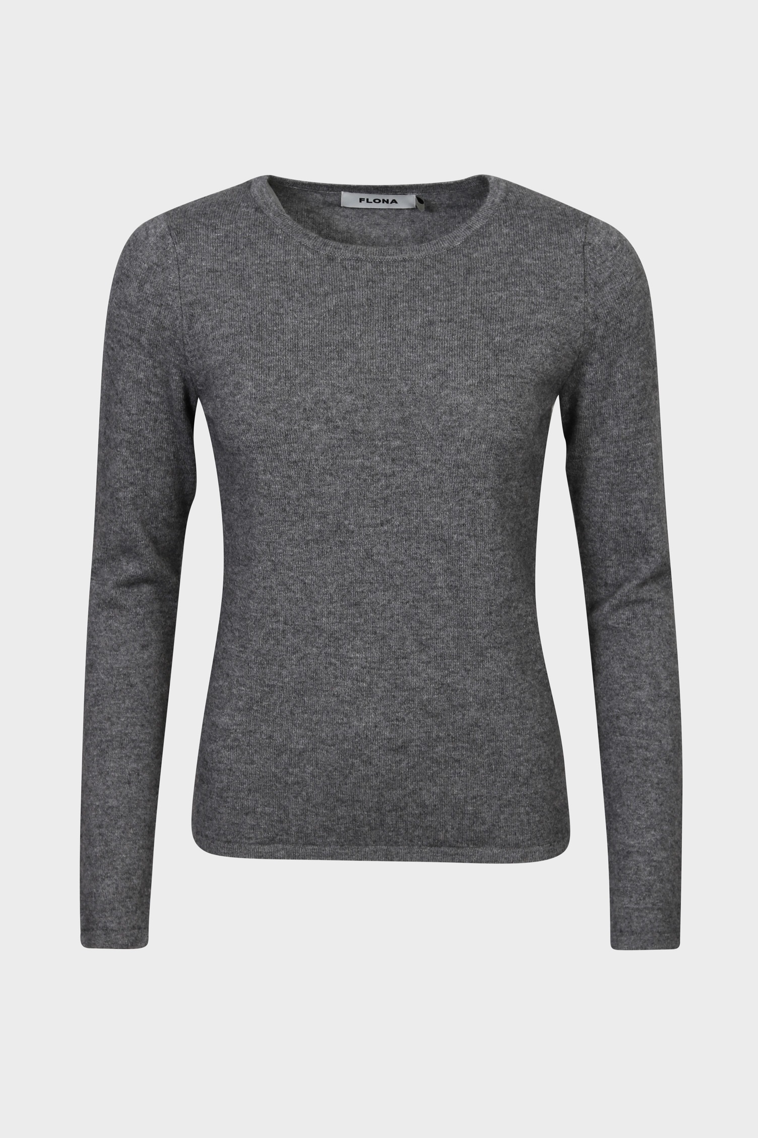 FLONA Fitted Cashmere Sweater in Grey Melange