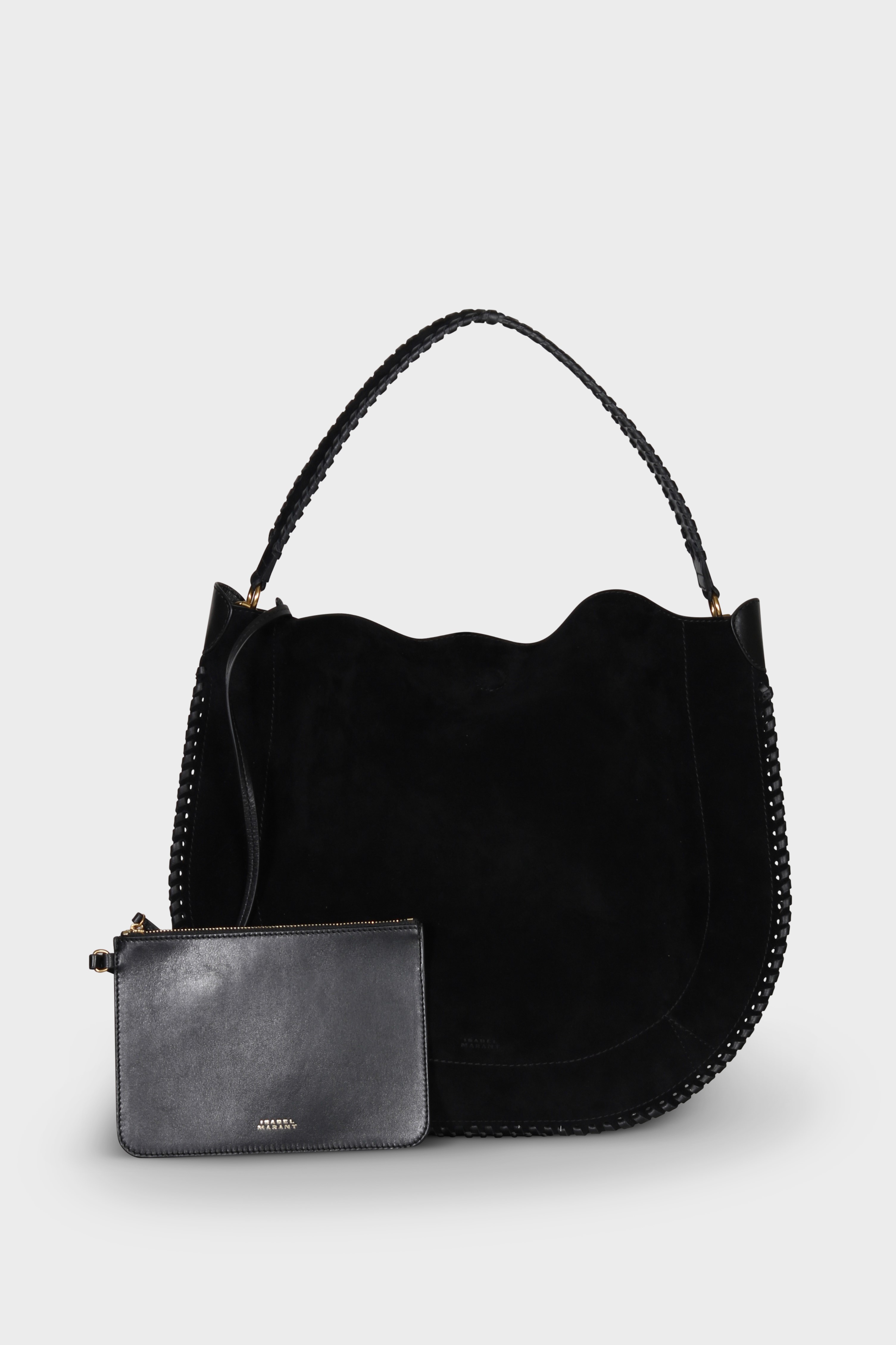 ISABEL MARANT Oskan Hobo Soft Shoulder Bag in Black Velvet