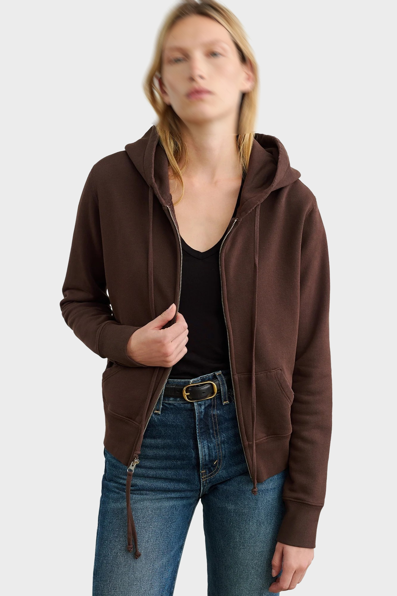 NILI LOTAN Callie Zip Hoodie in Cocoa