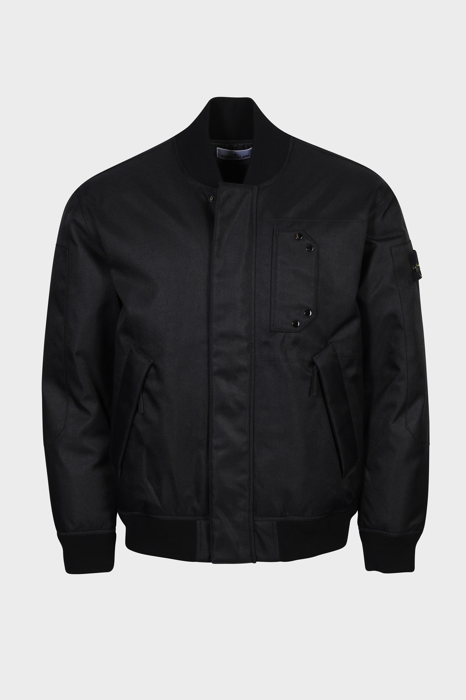 STONE ISLAND Diagonal Nylon Down Bomber Jacket in Black