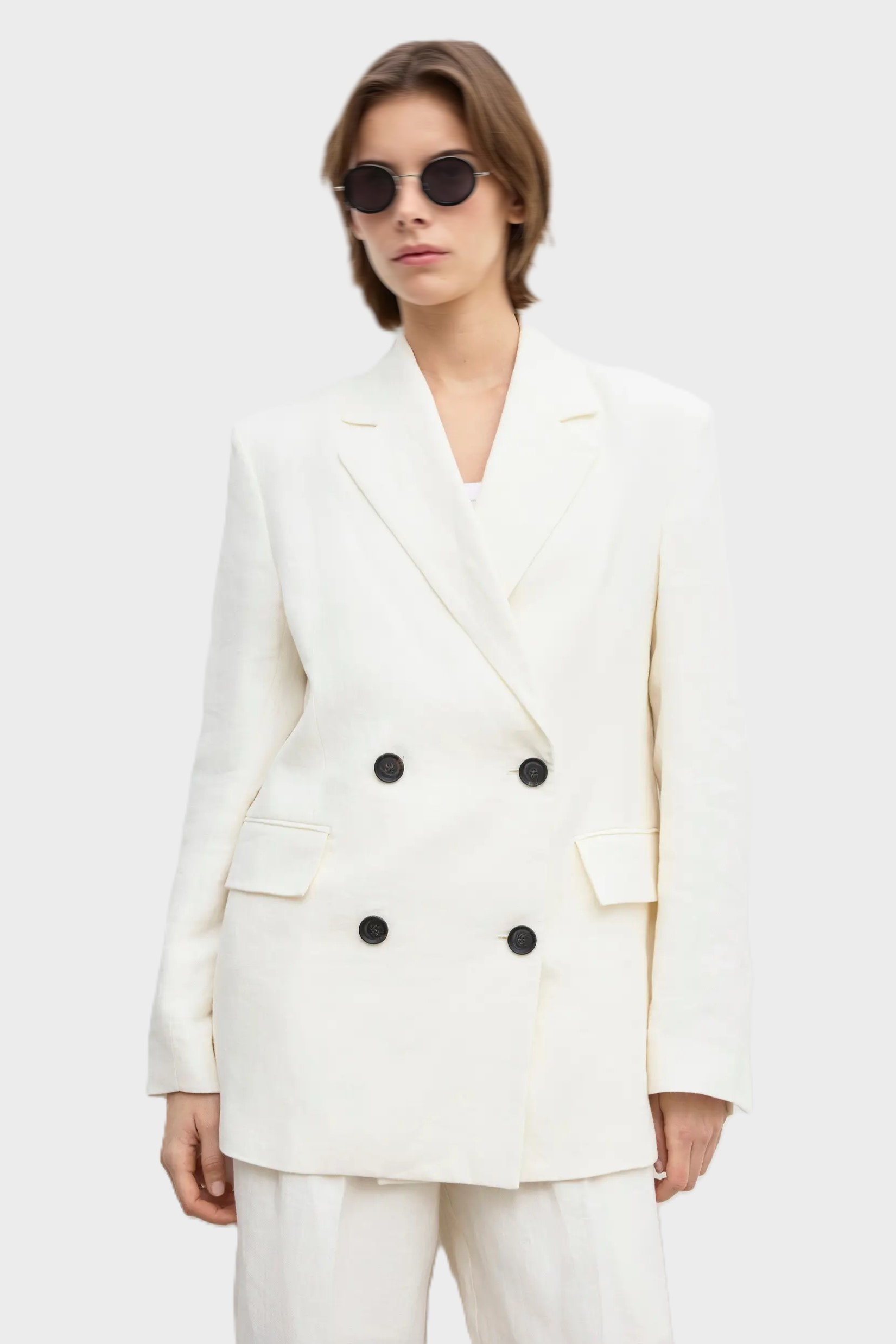 DAGMAR Classic Linen Blazer in White