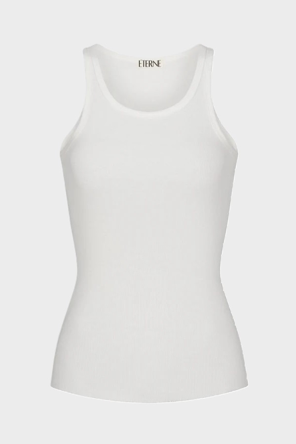 ÉTERNE High Neck Fitted Tank in Cream