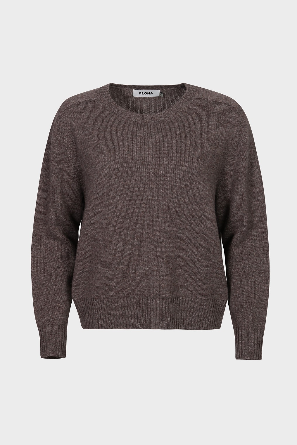 FLONA Short Cashmere Sweater in Taupe Melange