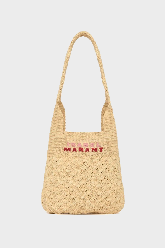 ISABEL MARANT Praia Small Shoulder Bag in Natural/Pink