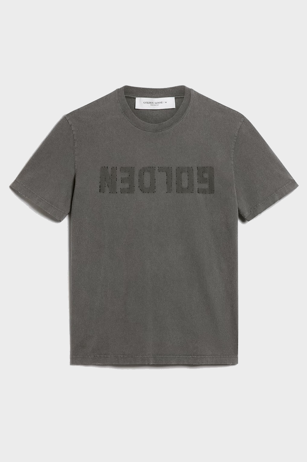 GOLDEN GOOSE Distressed Logo T-Shirt in Dark Grey