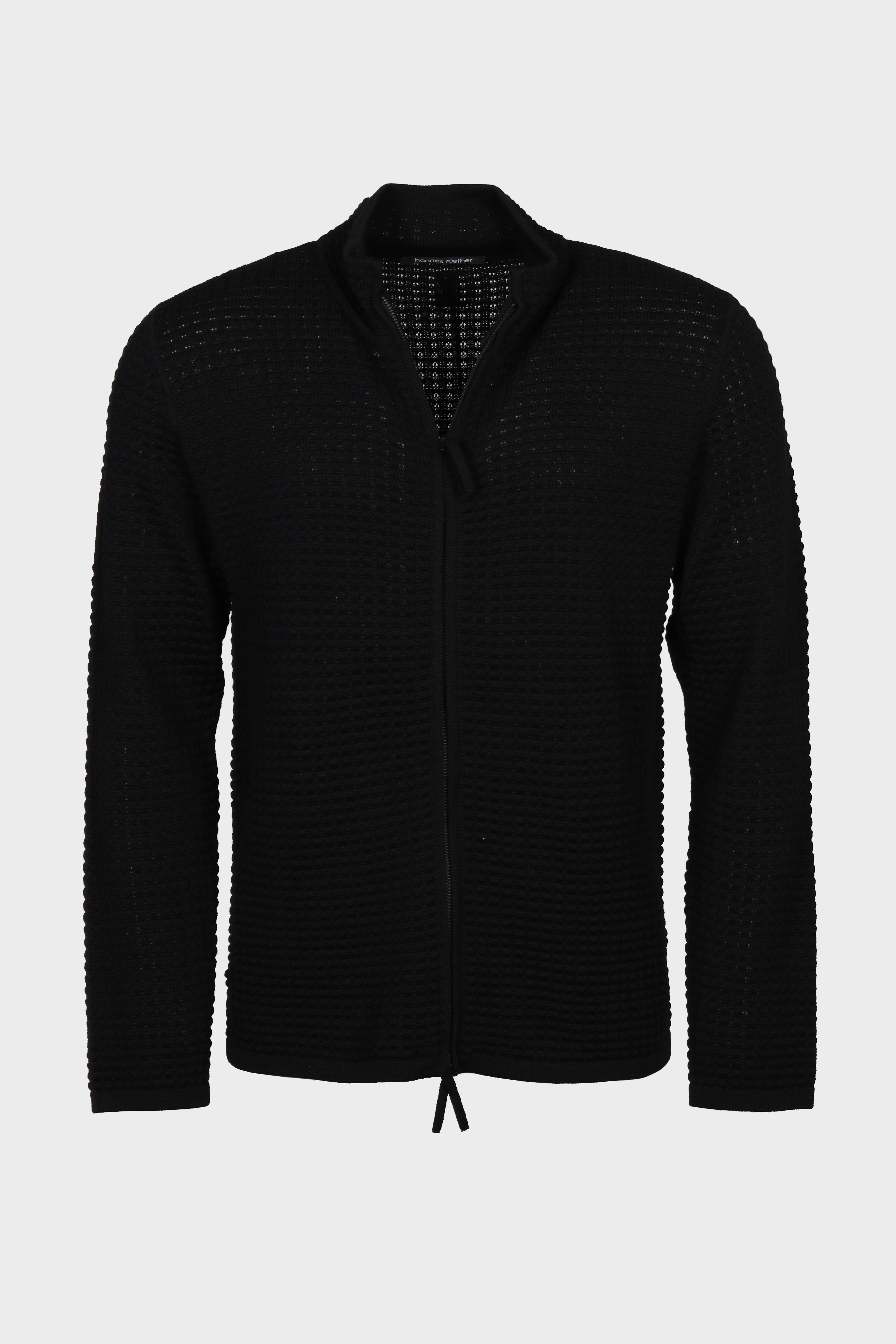 HANNES ROETHER Knit Zip Jacket in Black