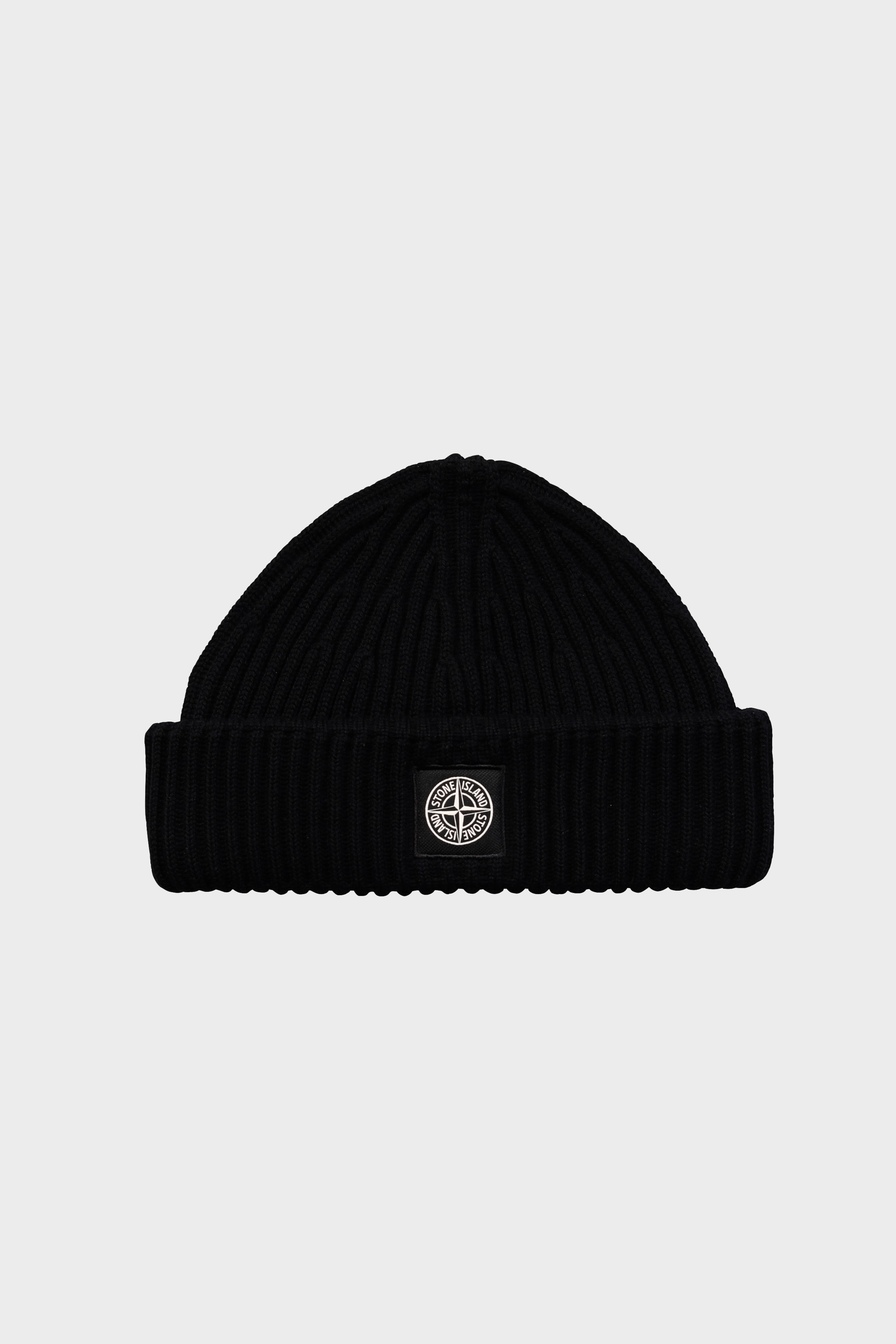 STONE ISLAND Heavy Knit Beanie in Black