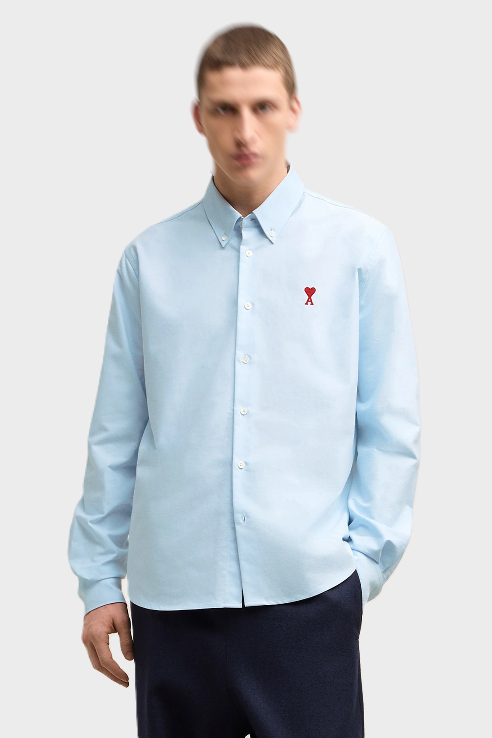 AMI PARIS Classic Fit Oxford Shirt in Sky Blue