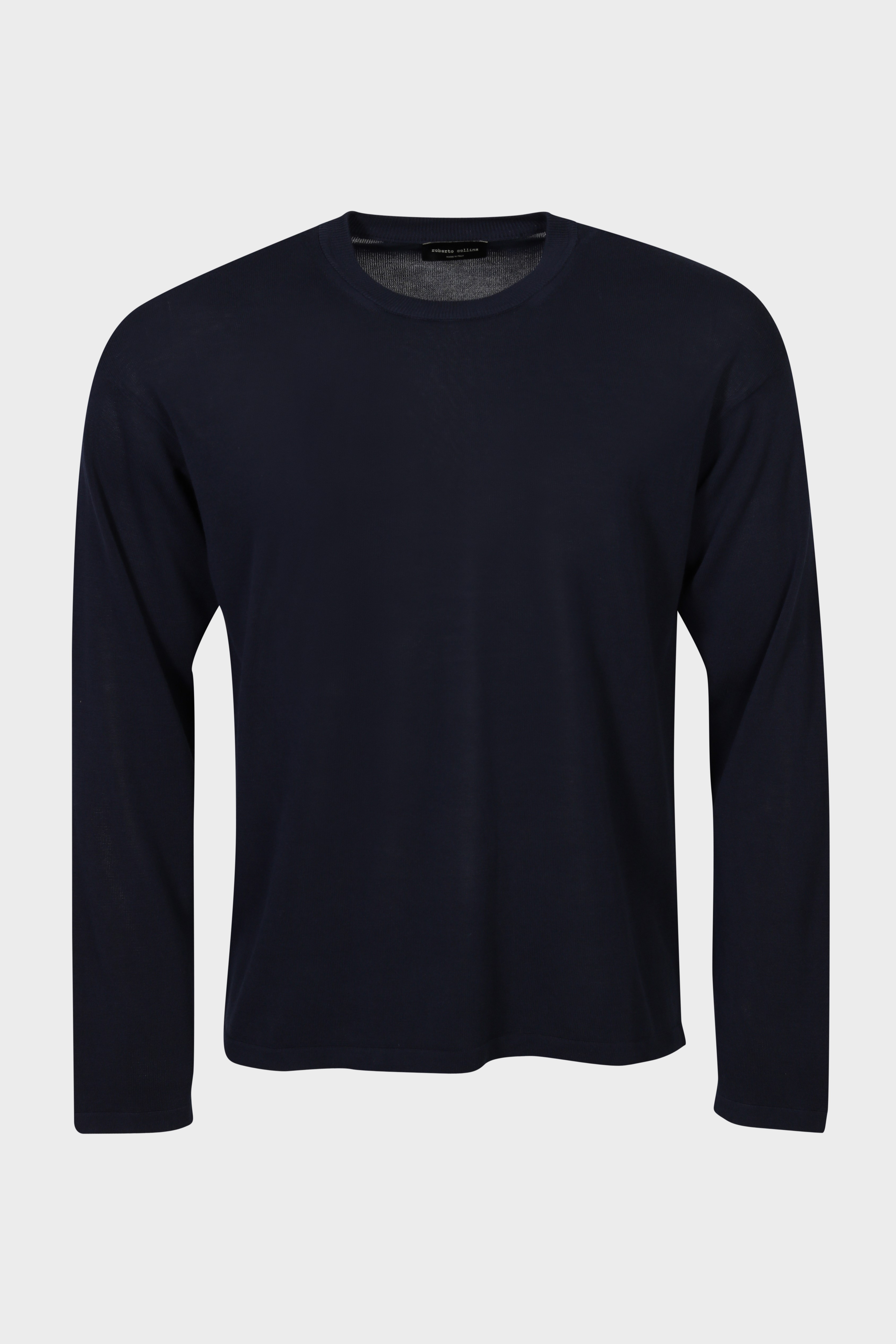 ROBERTO COLLINA Light Cotton Knit Sweater in Navy