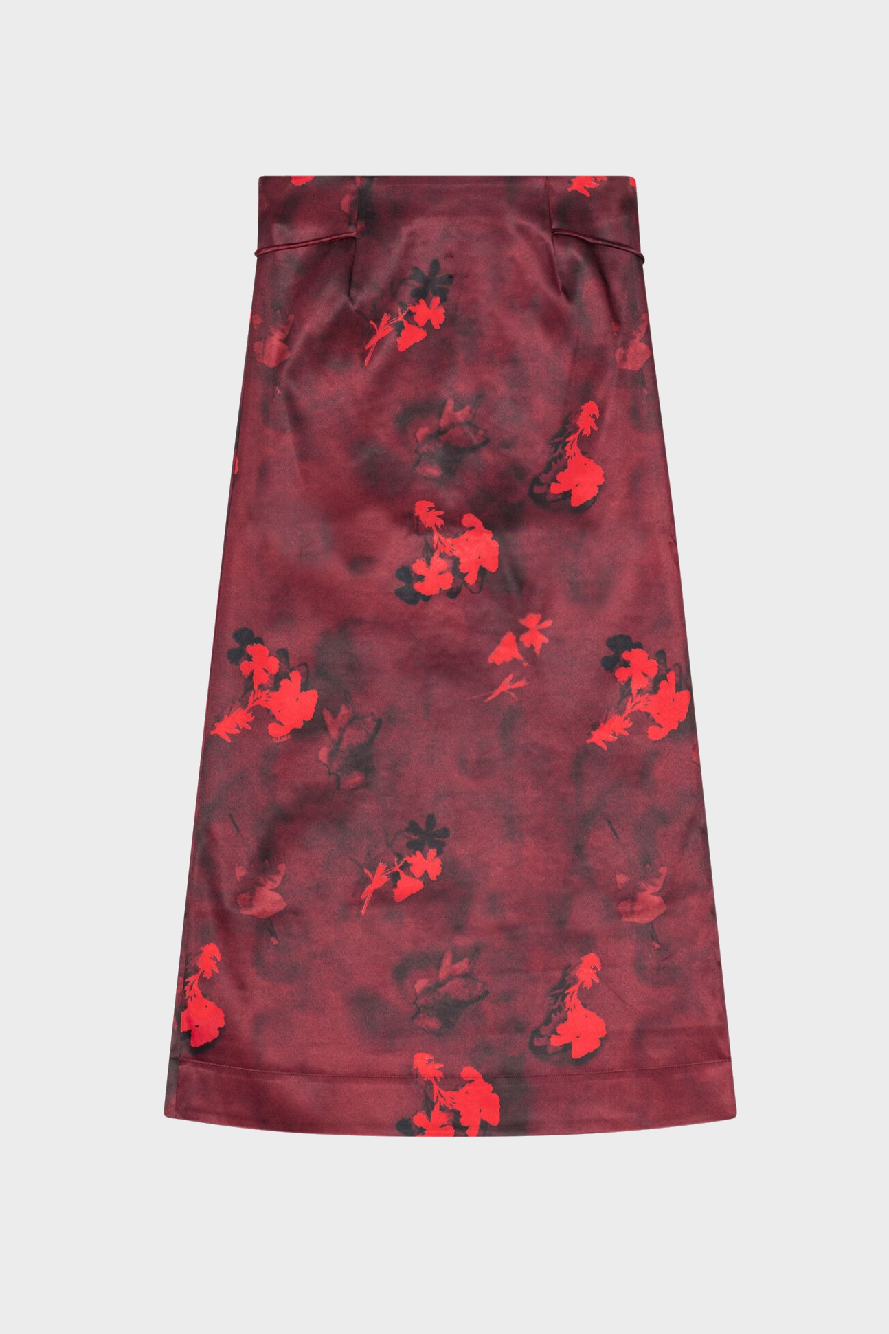 GANNI Satin Maxi Skirt in Bordeaux