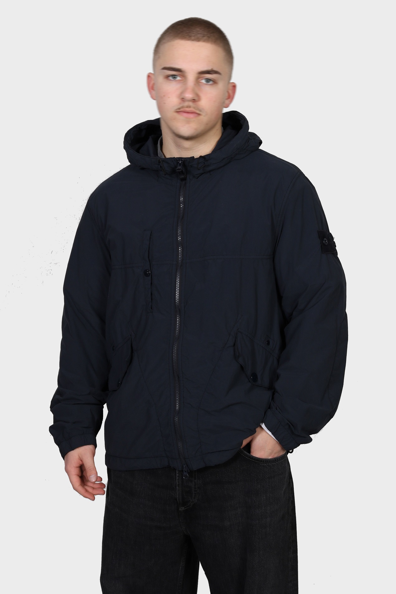 STONE ISLAND GHOST Smerigliato Nylon Jacket in Navy