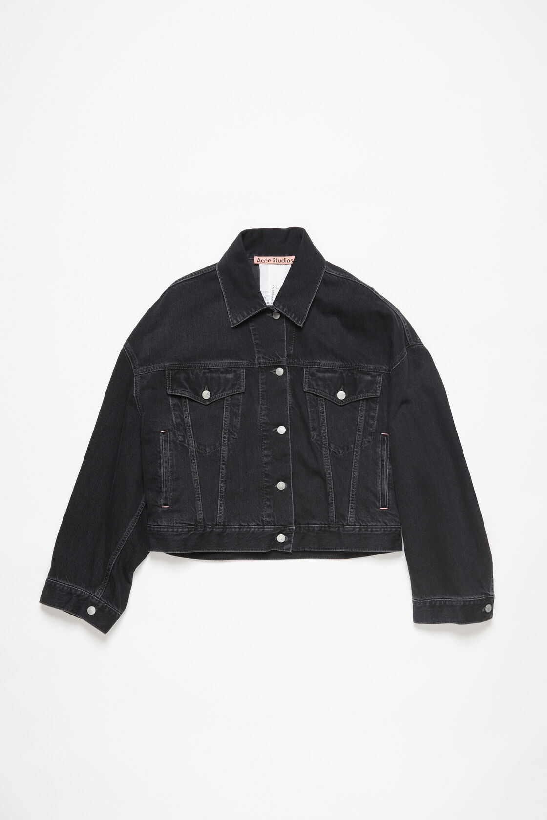 ACNE STUDIOS Cropped Oversize Denim Jacket in Black 38