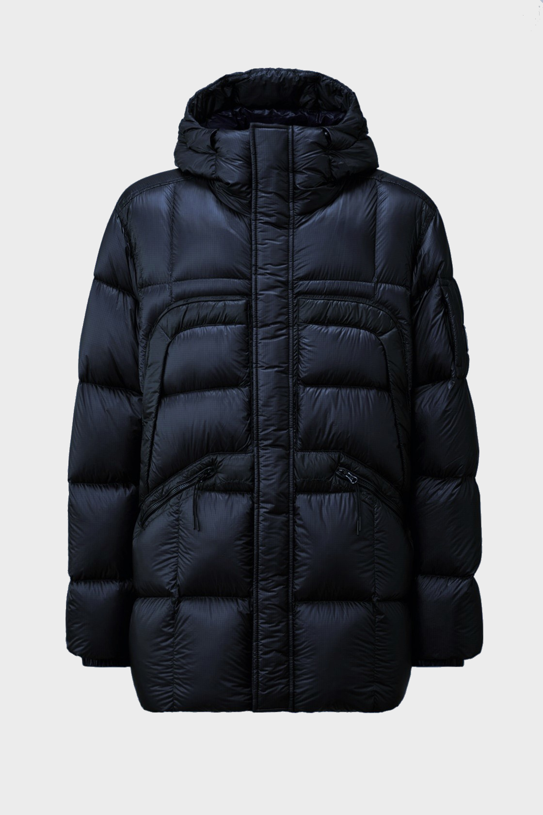 C.P. COMPANY D.D. Shell Hodded Long Down Jacket in Blue