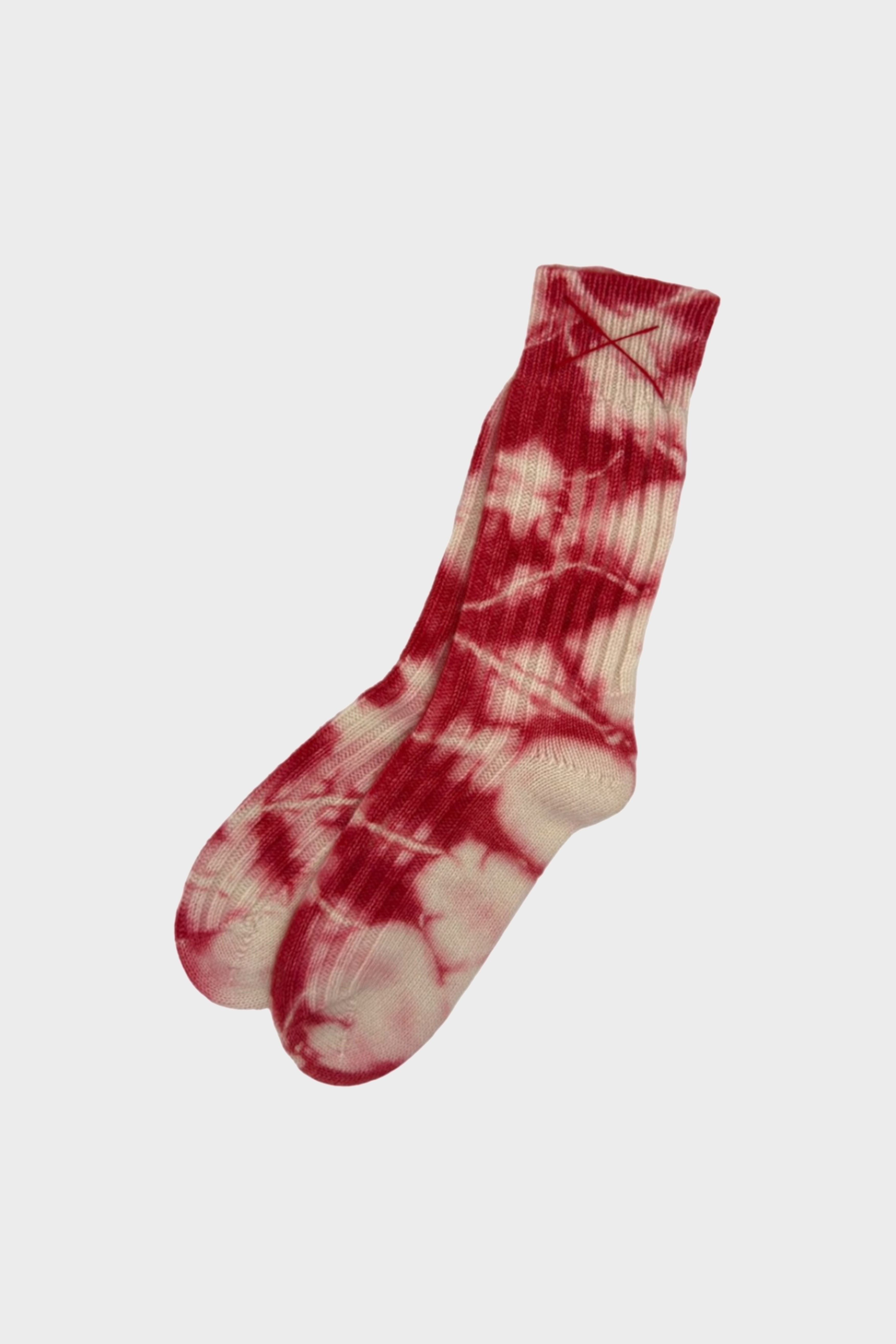 MELL-O Striped Cashmere Socks in Off White/Red