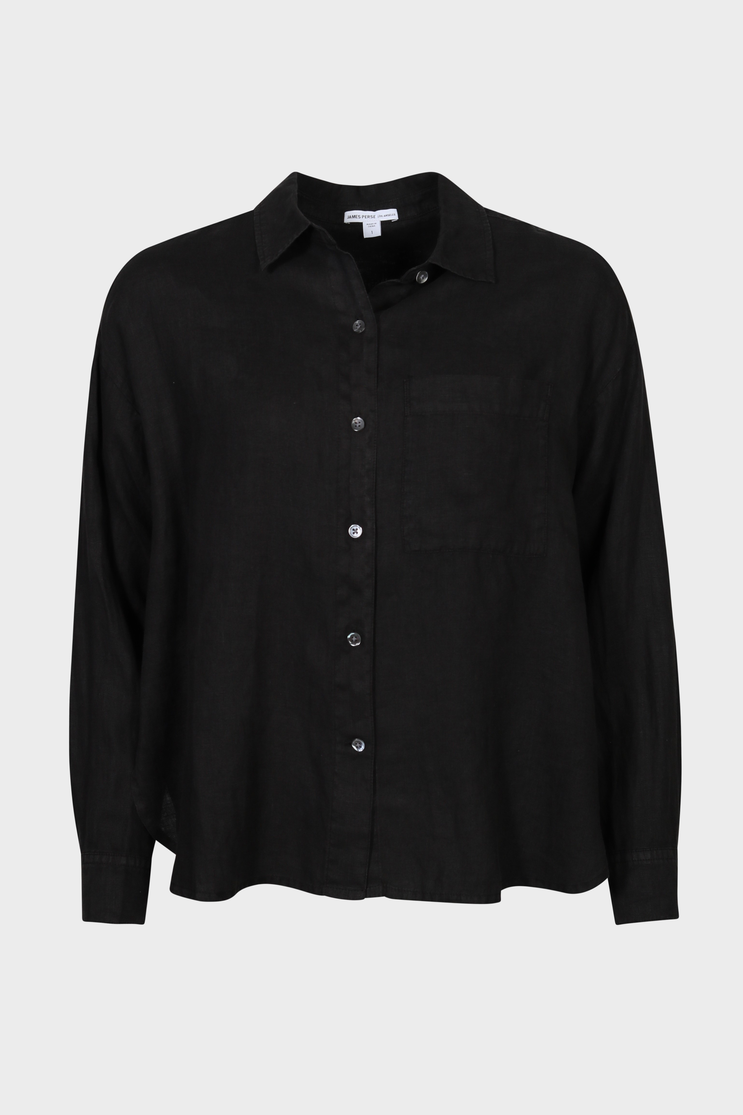 JAMES PERSE Garment Dyed Linen Oversize Shirt in Black