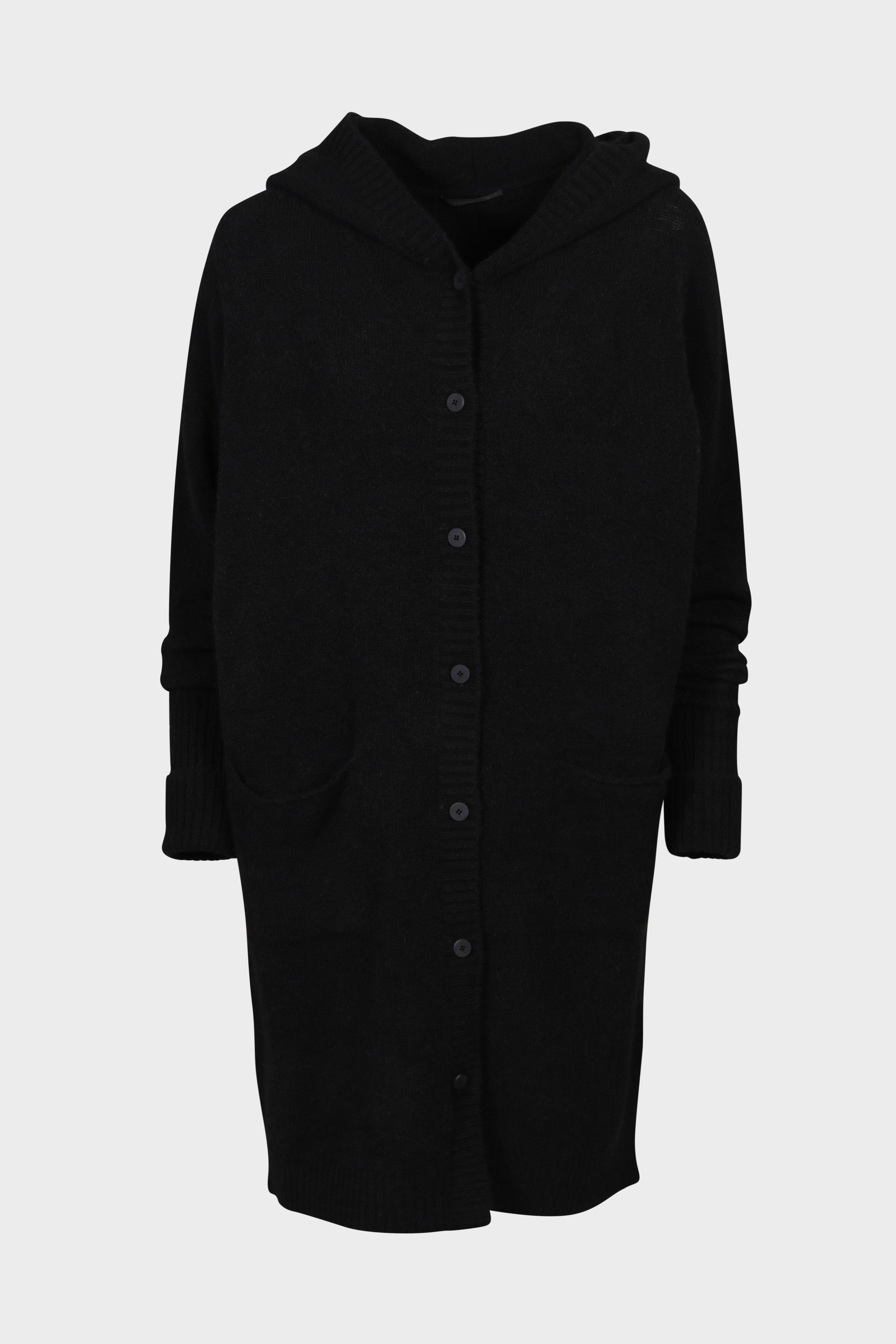 TRANSIT PAR SUCH Hooded Knit Cardigan in Black