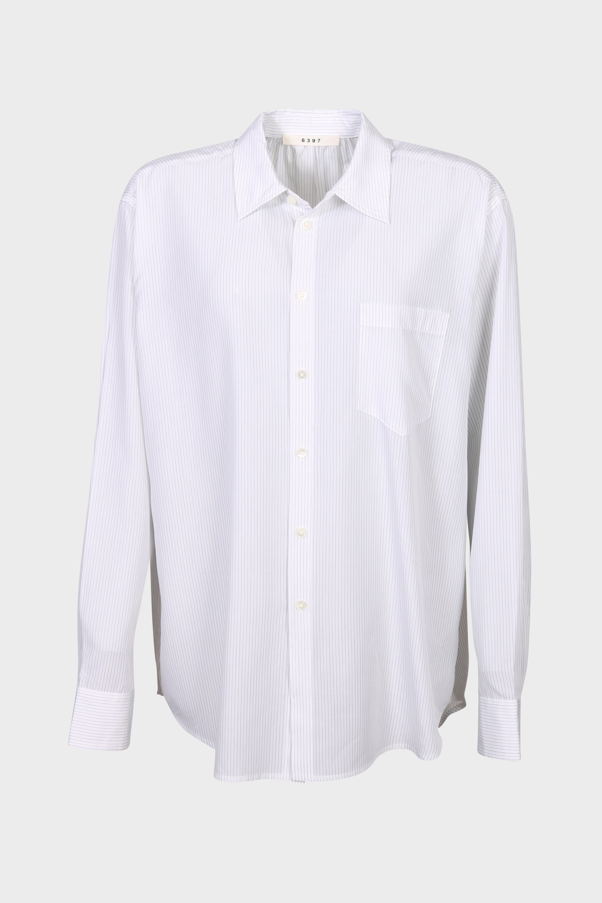 6397 Ruched Biggie Shirt in White/Black