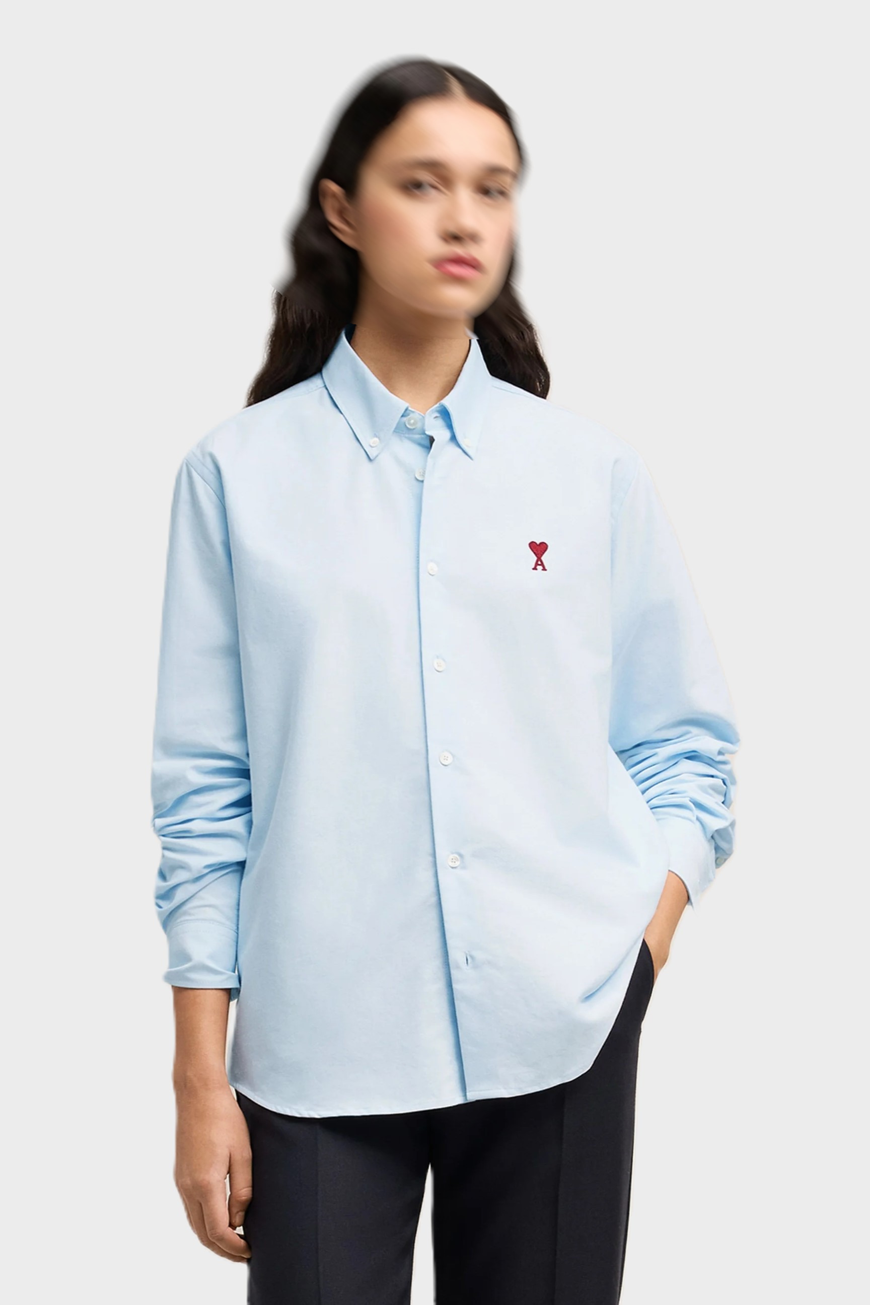 AMI PARIS Classic Fit Oxford Shirt in Sky Blue