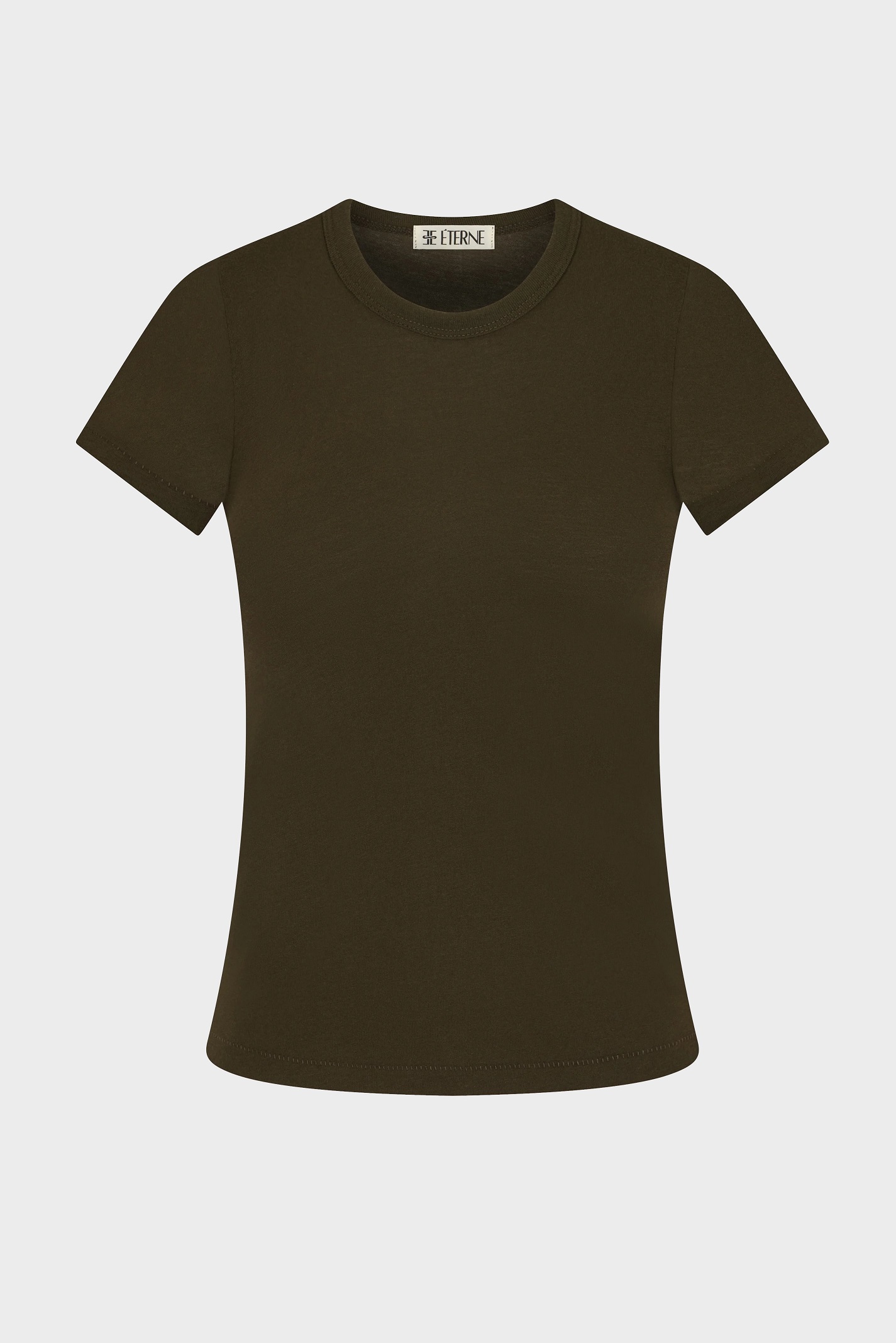 ÉTERNE Fitted Crewneck T-Shirt in Moss