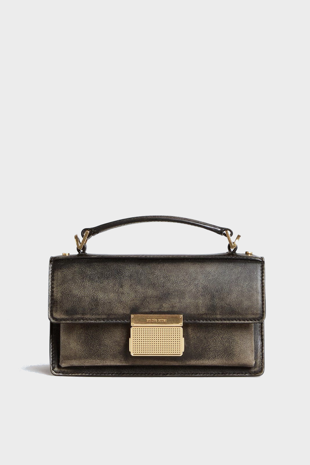 GOLDEN GOOSE Venezia Bag Small in Distressed Black Bull Leather