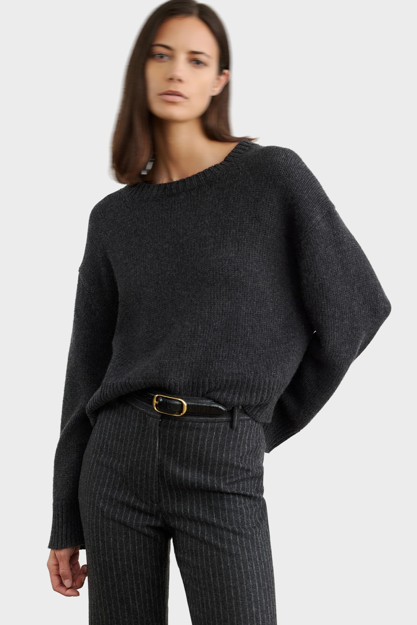 NILI LOTAN Haisley Knit Sweater in Dark Charcoal Melange