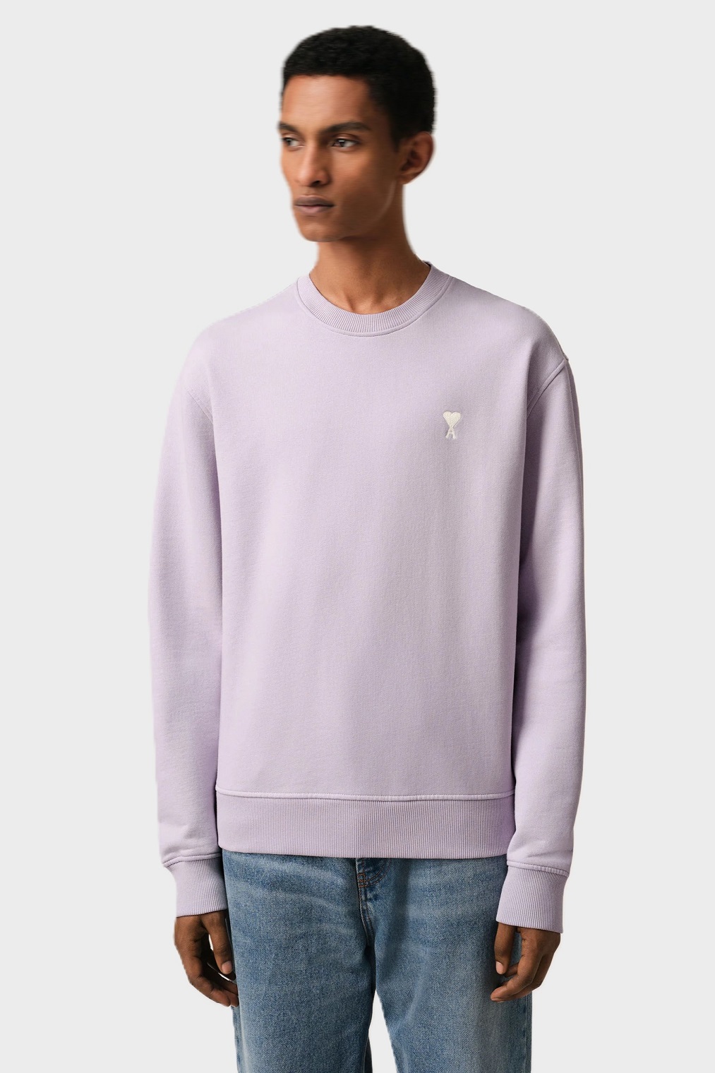 AMI PARIS de Coeur Sweatshirt in Lilac /Off White