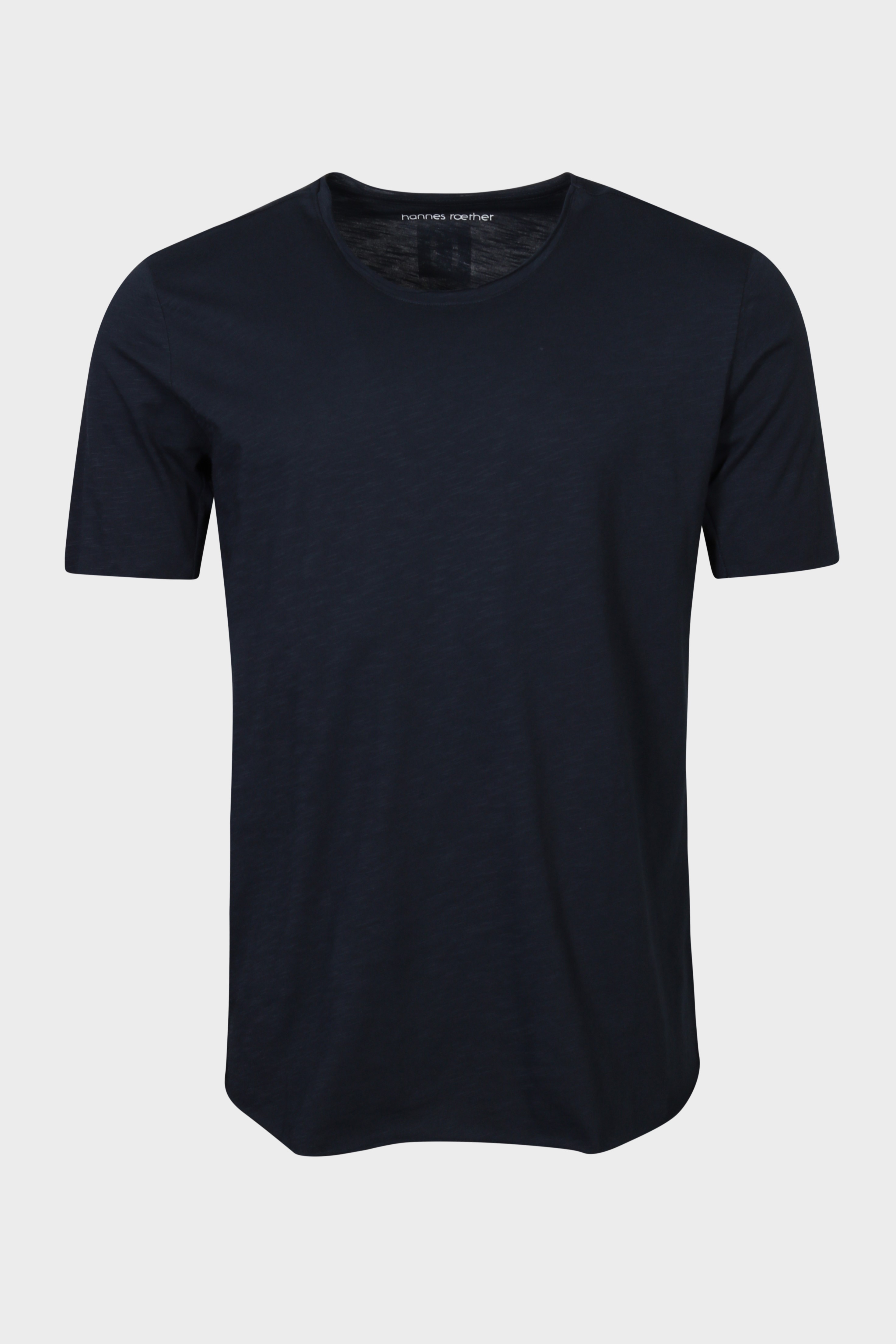 HANNES ROETHER Slub Yarn T-Shirt in Navy Blue