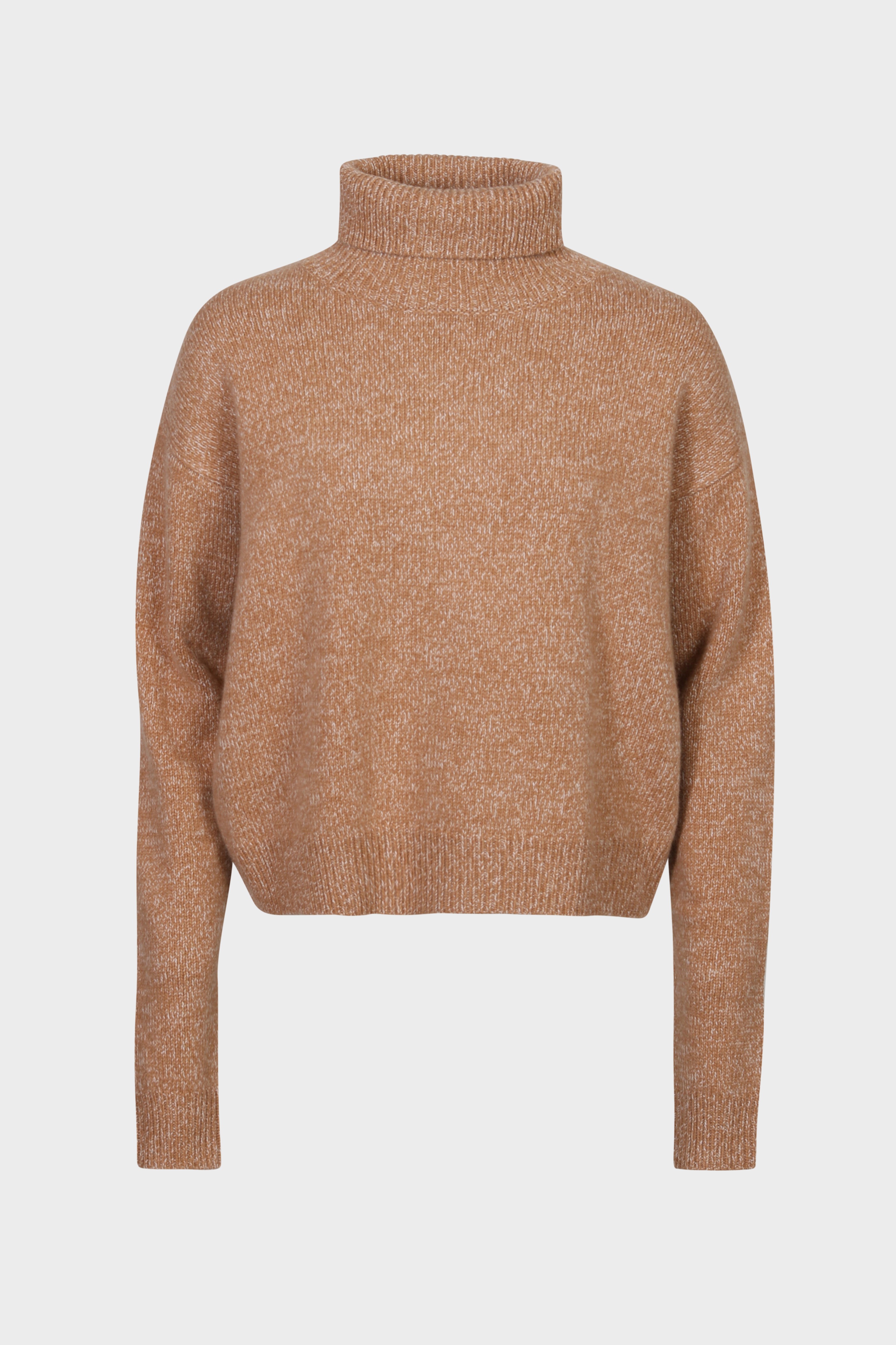 FLONA Turtleneck Cashmere Sweater in Camel Melange