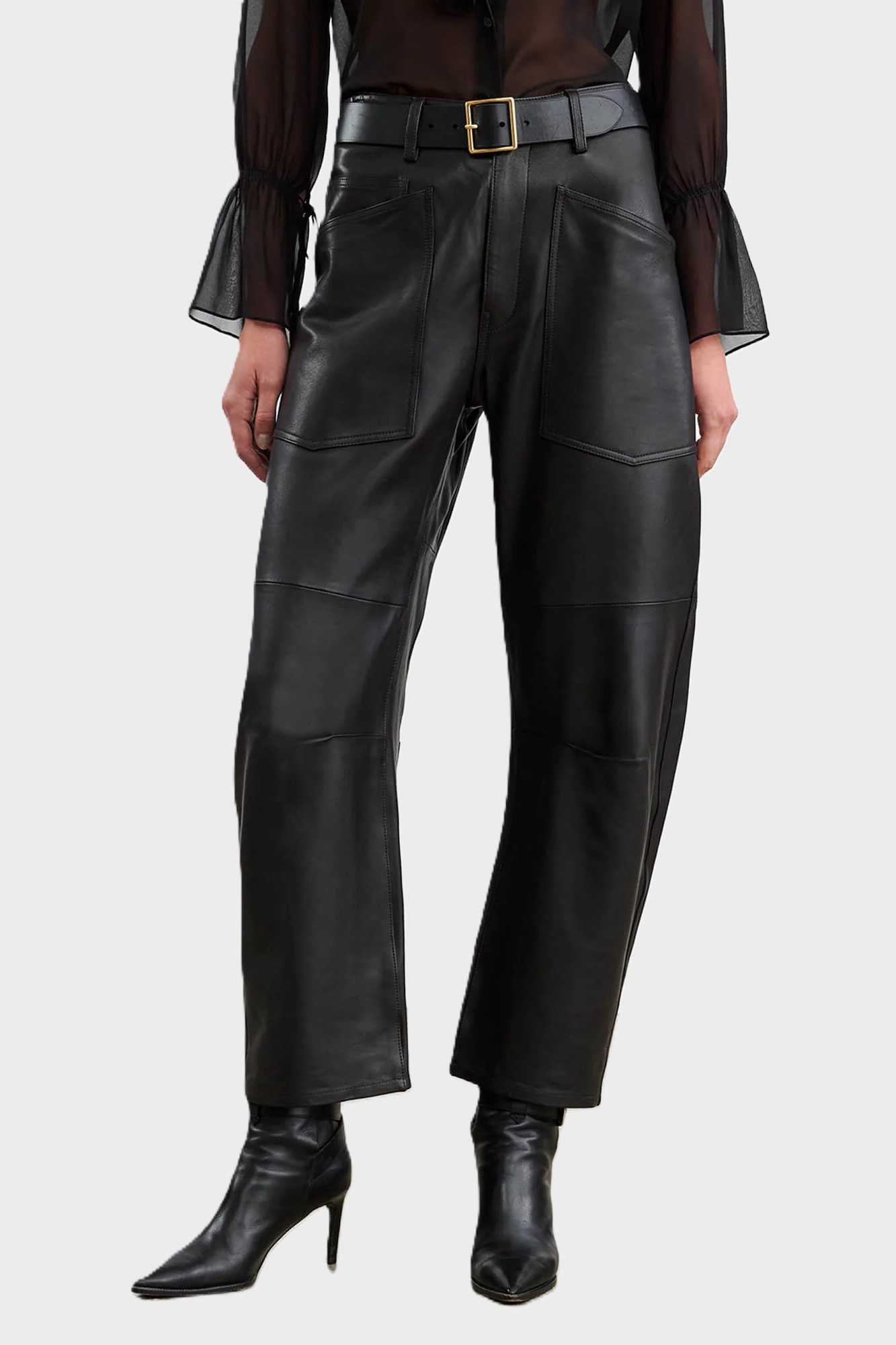 Nili Lotan Shon Leather Pant in Black