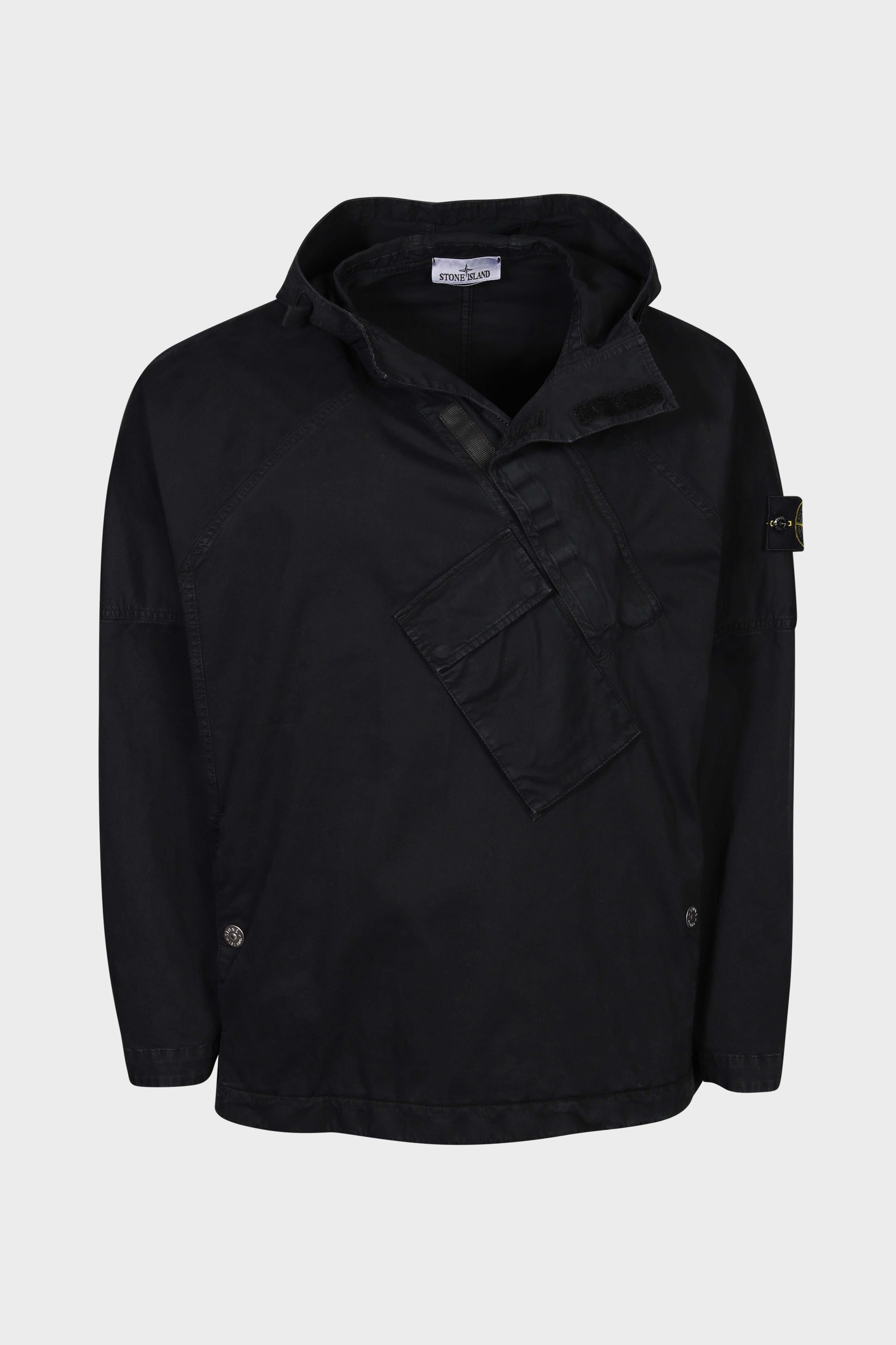 STONE ISLAND Half Zip Overshirt in Washed Black