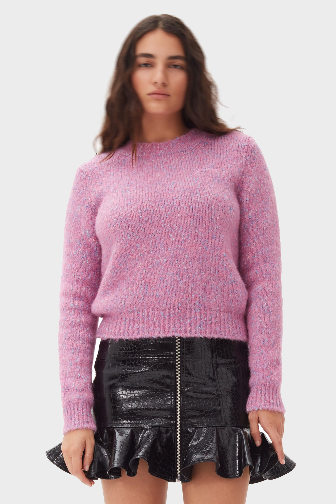 GANNI Alpaca Cotton Mix Sweater in Rose Violet