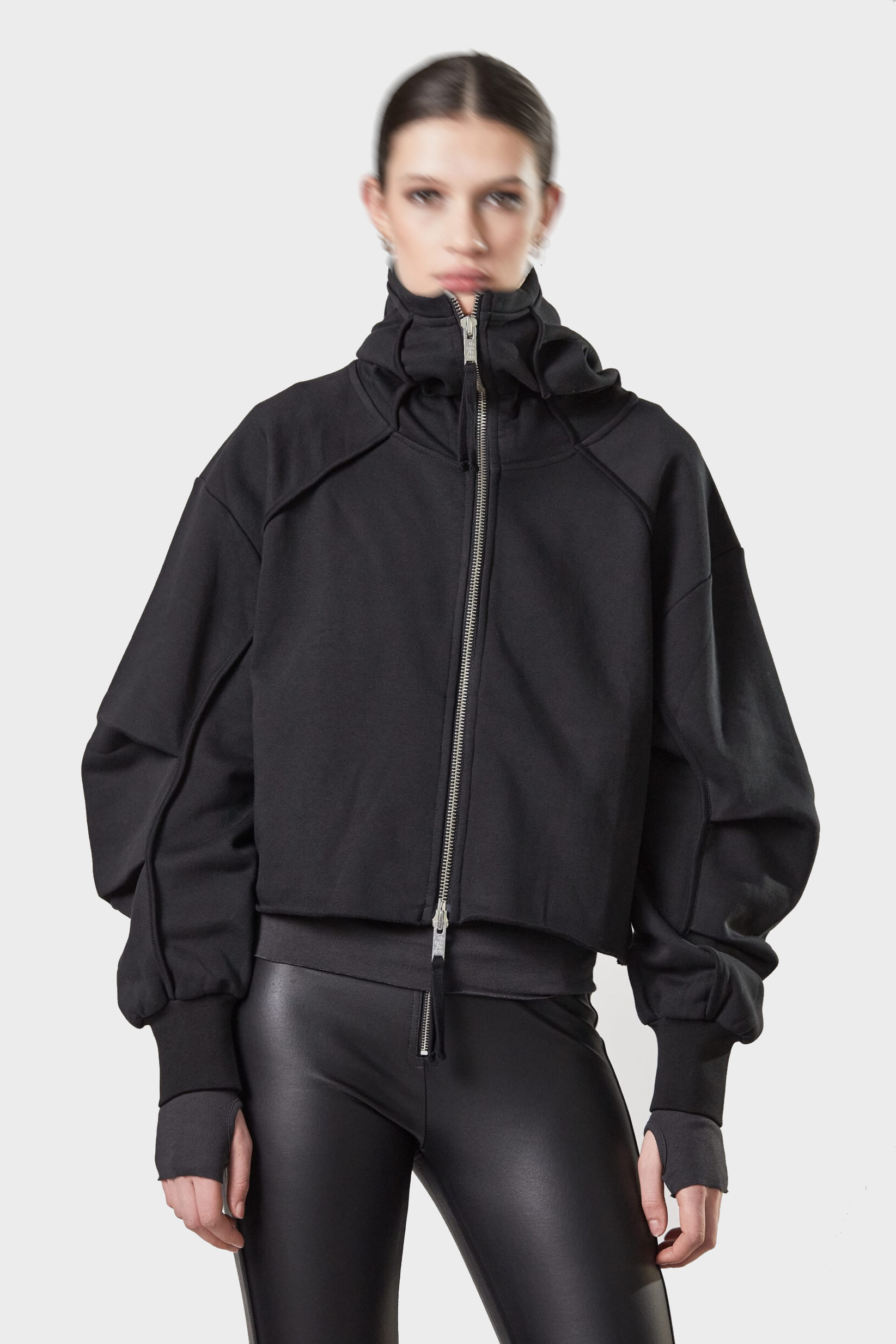 THOM KROM Hooded Sweat Jacket in Black