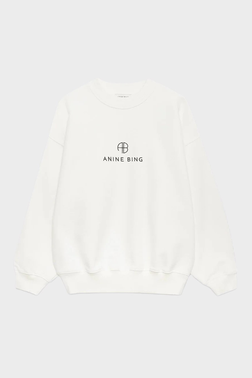 ANINE BING Jaci Monogram Sweatshirt in Ivory