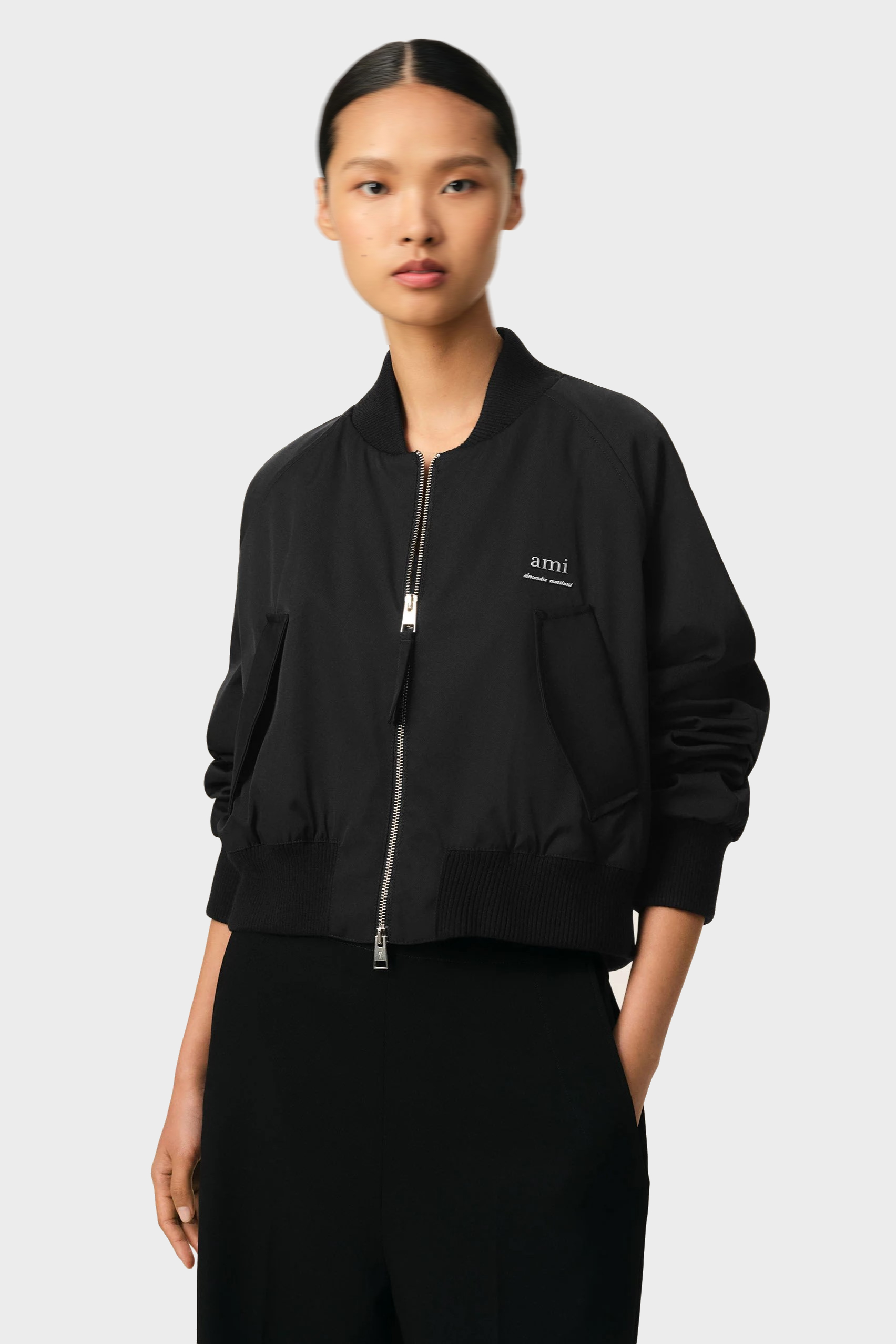 AMI PARIS Light Padded Bomber Jacket in Black