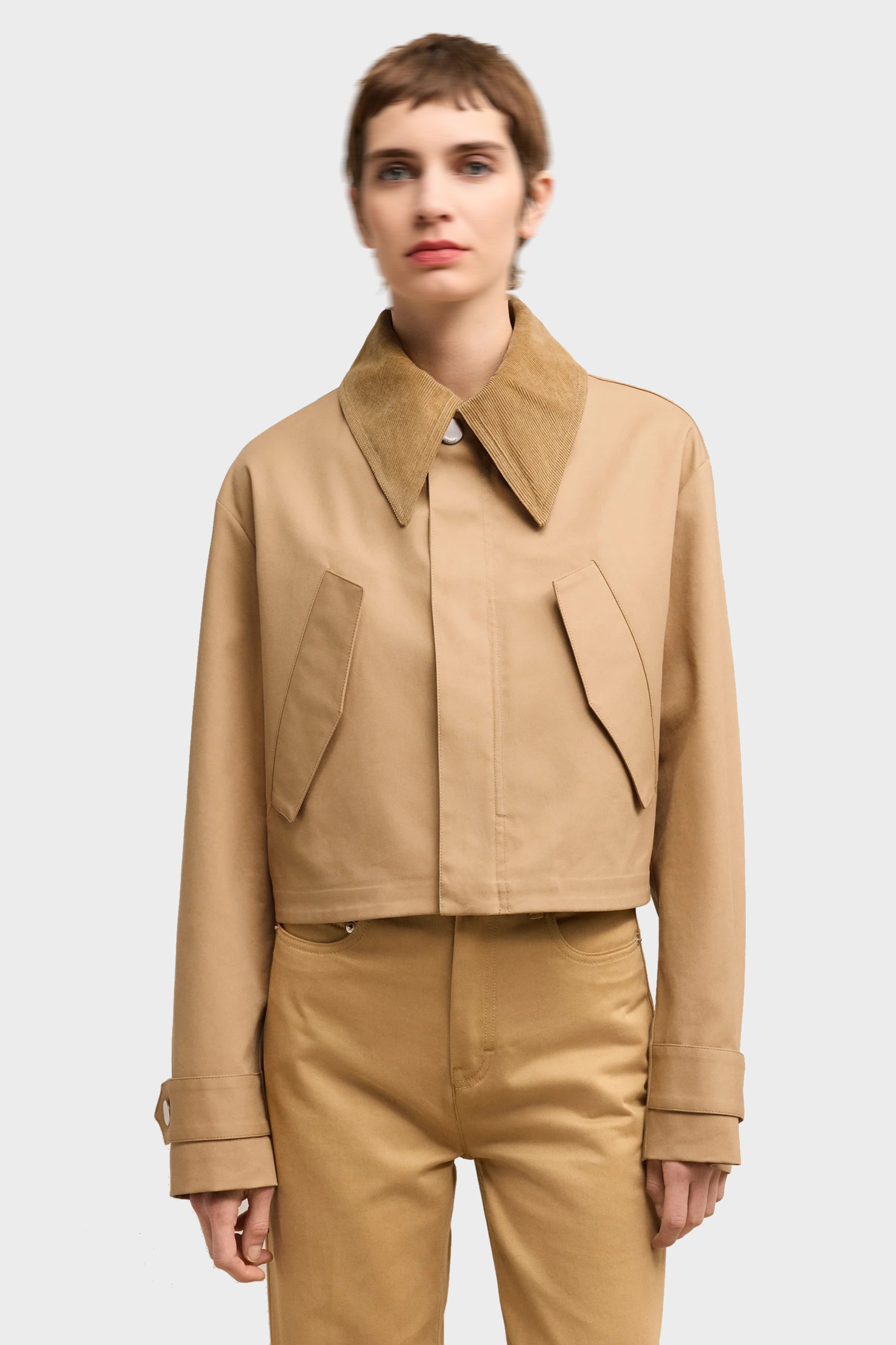 AMI PARIS Short Jacket in Sand/Light Beige