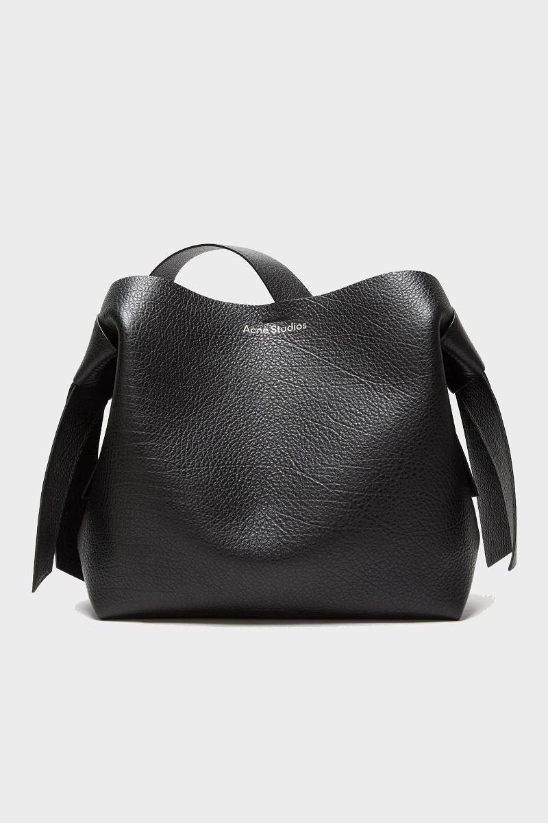 ACNE STUDIOS Musubi Midi Bag in Black Grained Leather