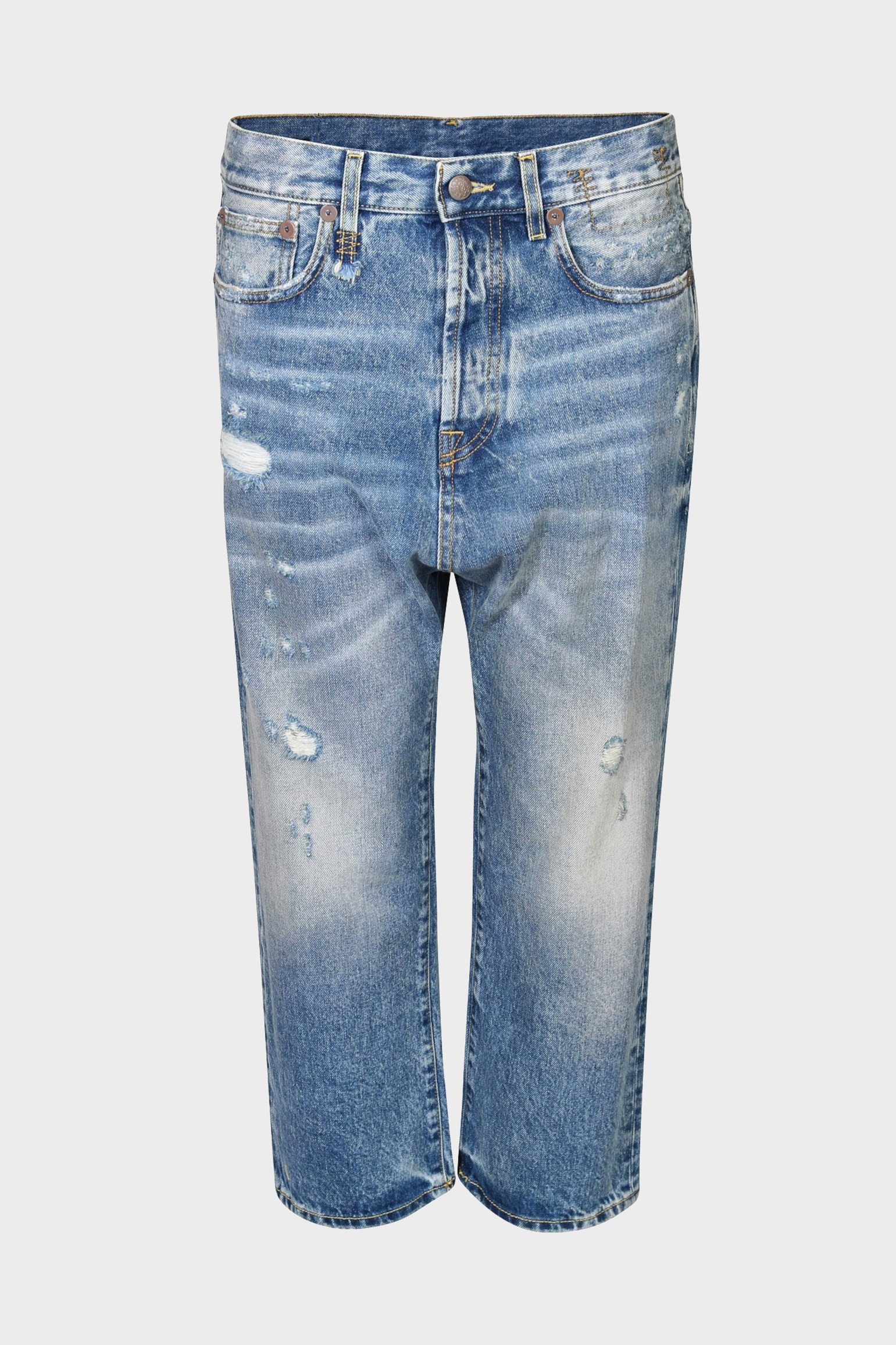 R13 Tailored Drop Jeans in Bain Washing