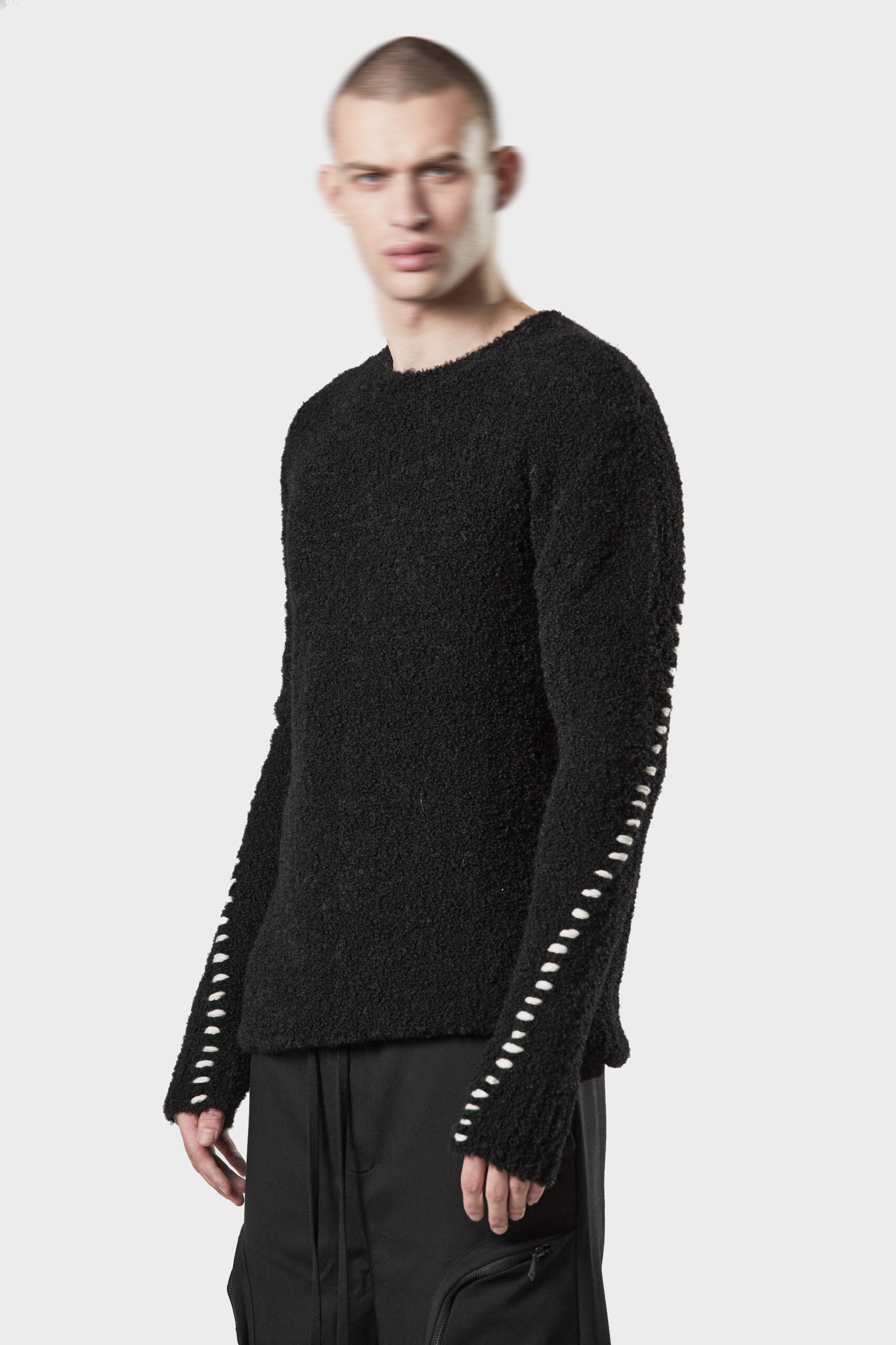 THOM KROM Alpaca Mix Sweater in Black/White