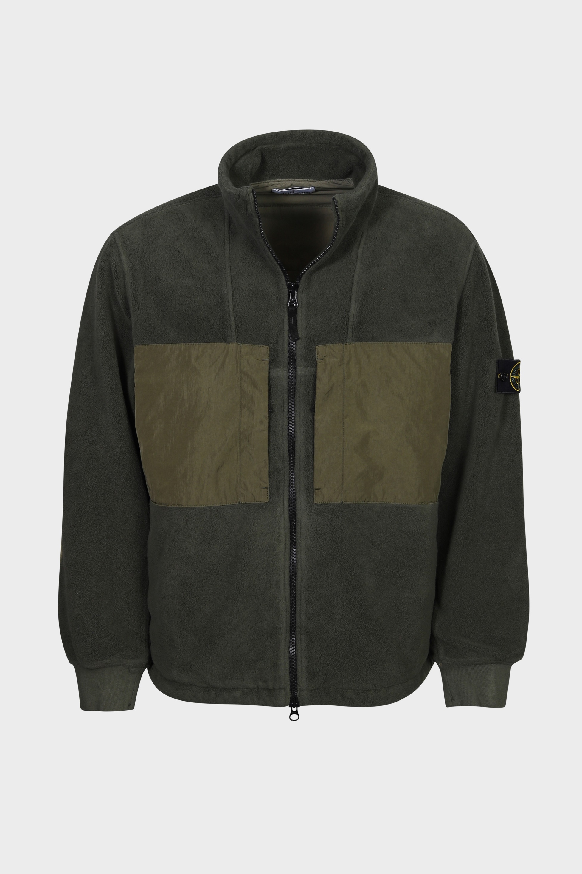 STONE ISLAND Nylon Fleece Jacket in Olive