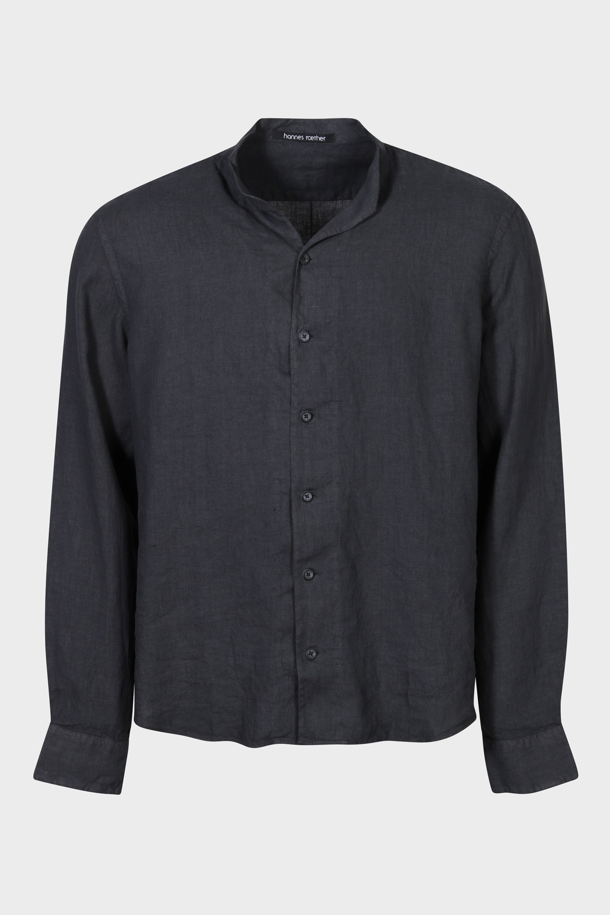 HANNES ROETHER Linen Shirt in Dark Grey XXL