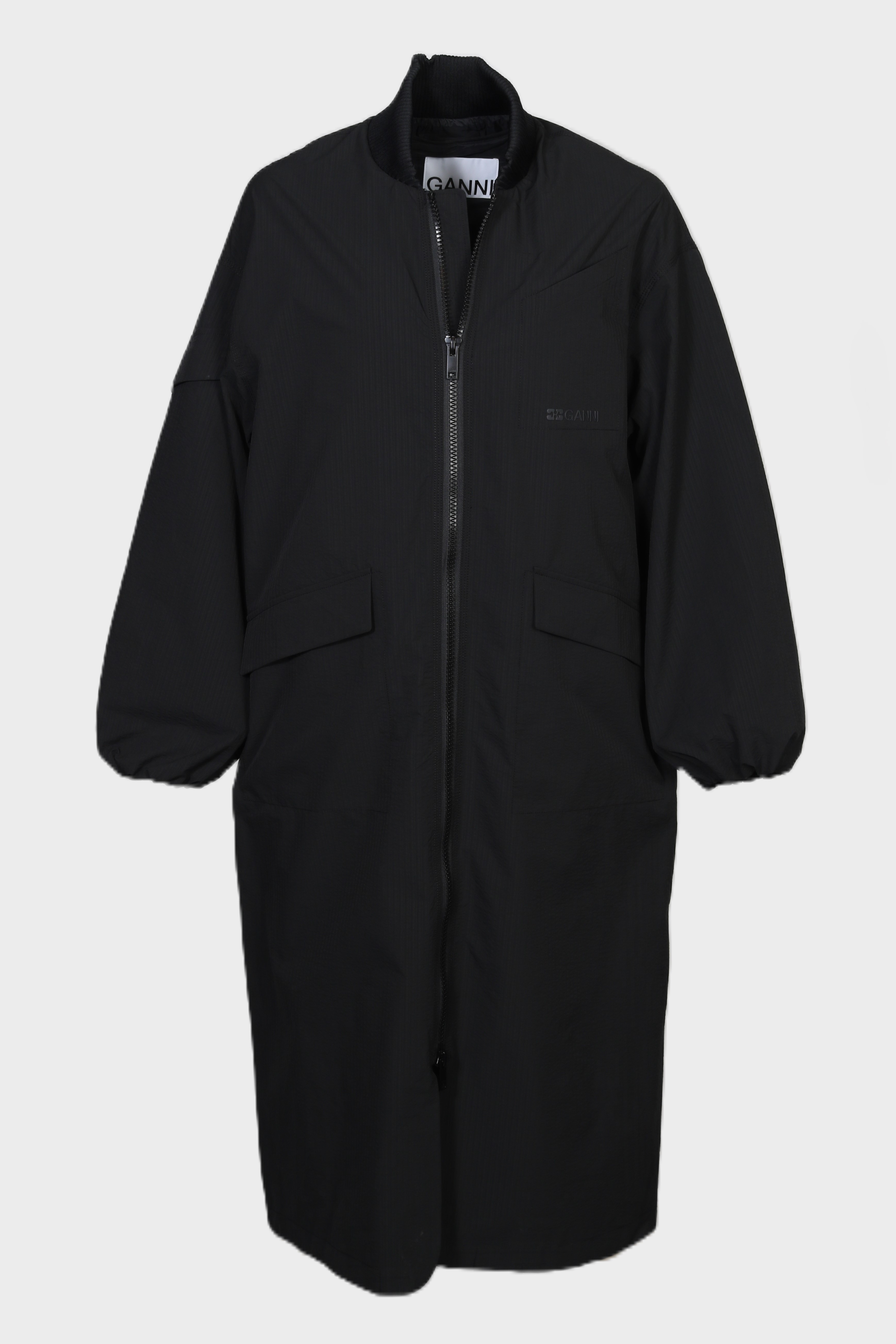 GANNI Tech Seersucker Oversized Shell Coat