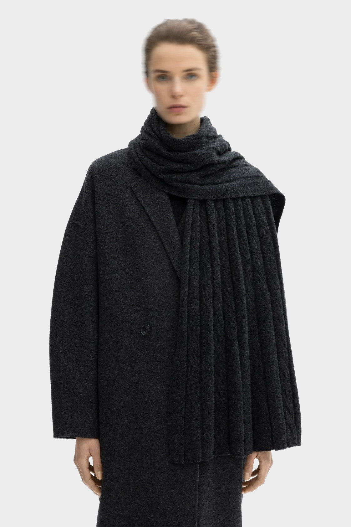 DAGMAR Ribbed Scarf in Graphite Grey