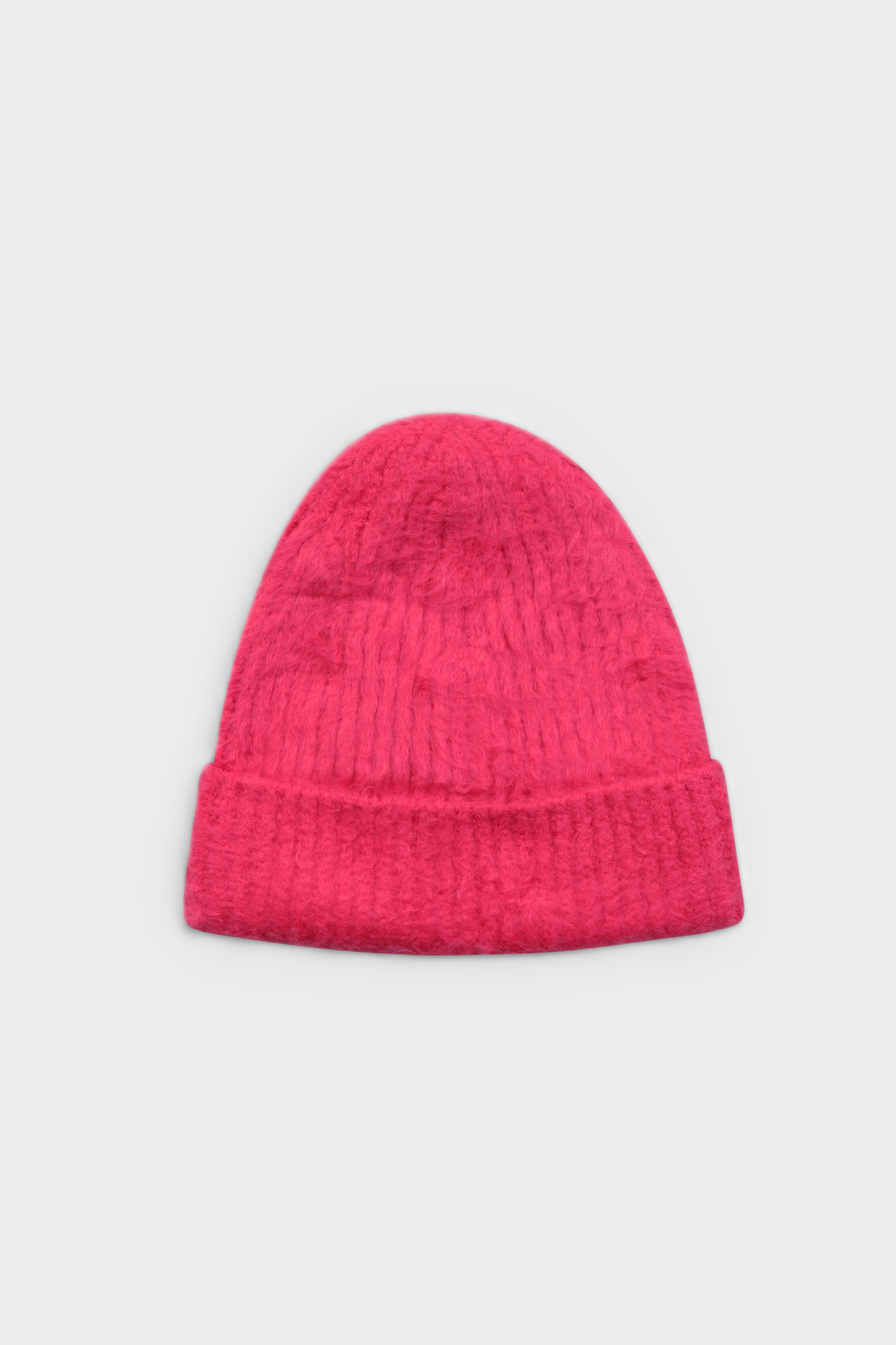 ROBERTO COLLINA Fluffy Cotton Knit Beanie in Fuxia