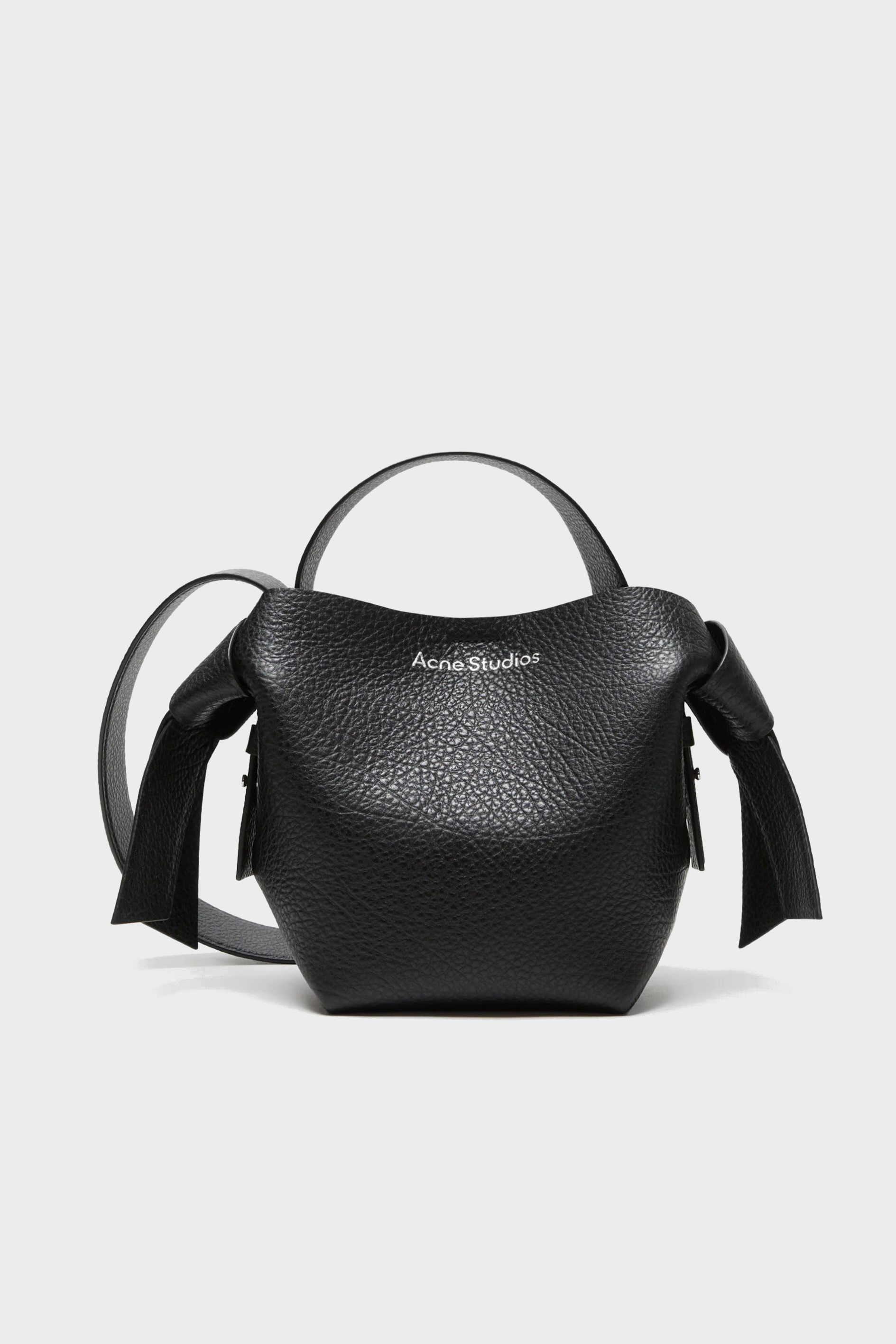 ACNE STUDIOS Musubi Mini Bag in Black Grained Leather