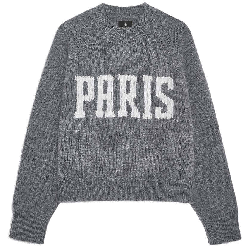 ANINE BING Kendrick Knit Sweater Paris in Charcoal S